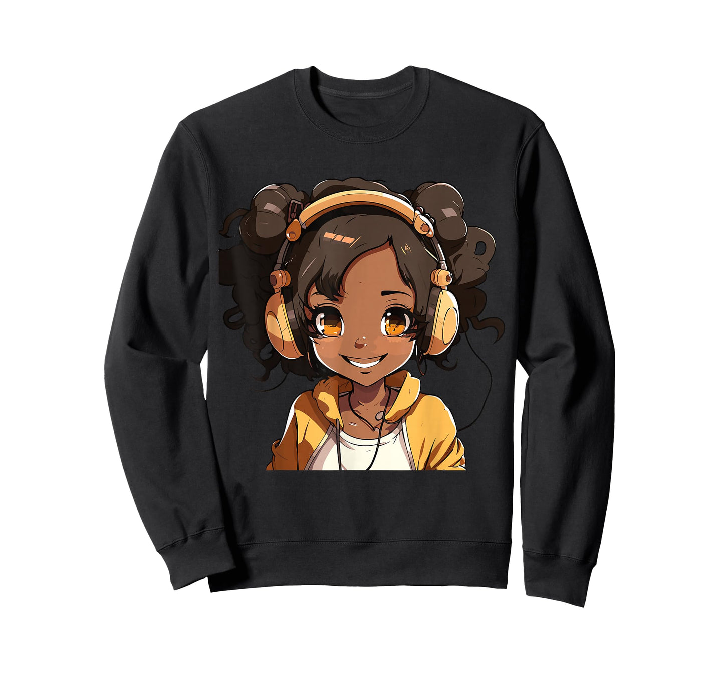 Anime and Music Black Girl Anime Merch Afro African American T-Shirt