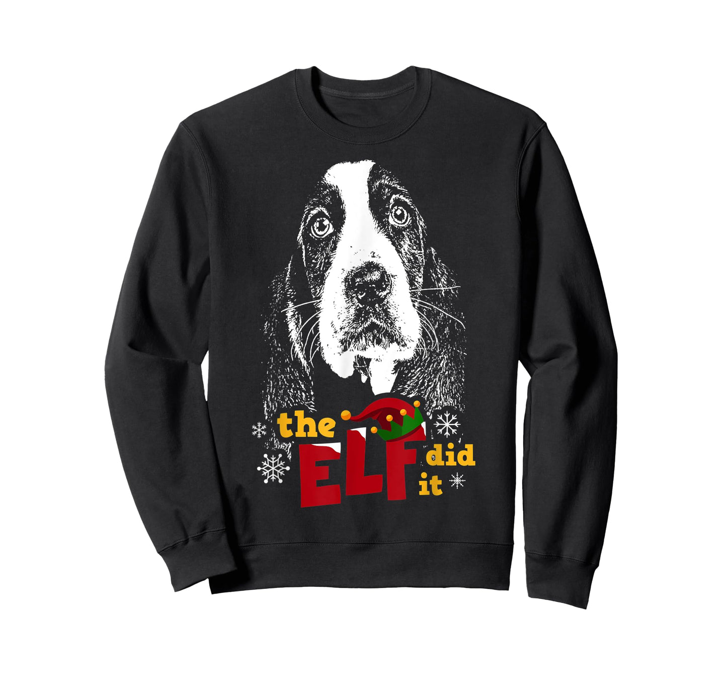 Elf Did it Funny Basset Hound Christmas T-Shirt