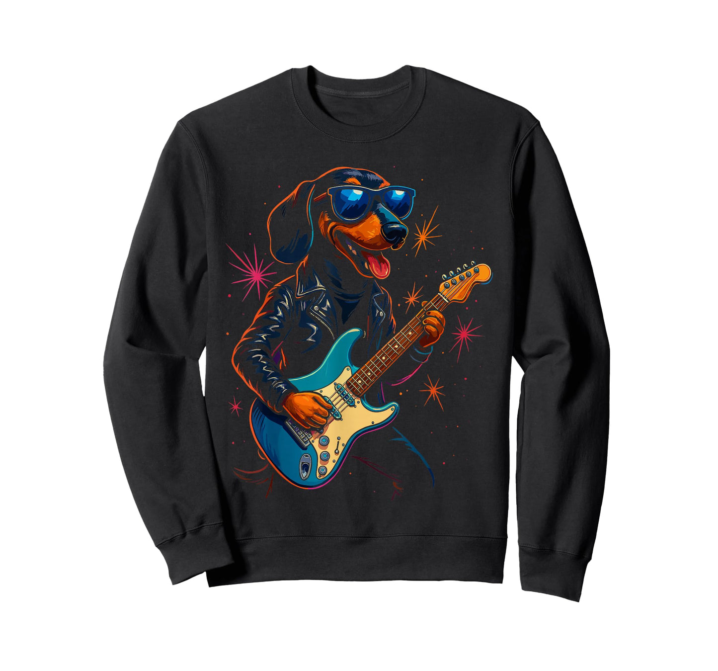 Dachshund Dog Guitar Shirt, Funny Rock and Roll Weenie Dog T-Shirt