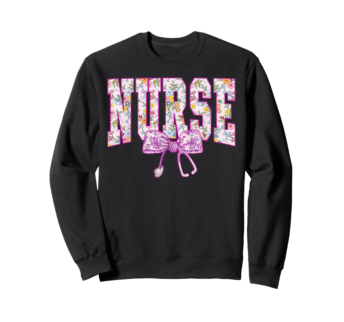Cute Floral Pink Nurse Coquette Bow Stethoscope Nursing T-Shirt