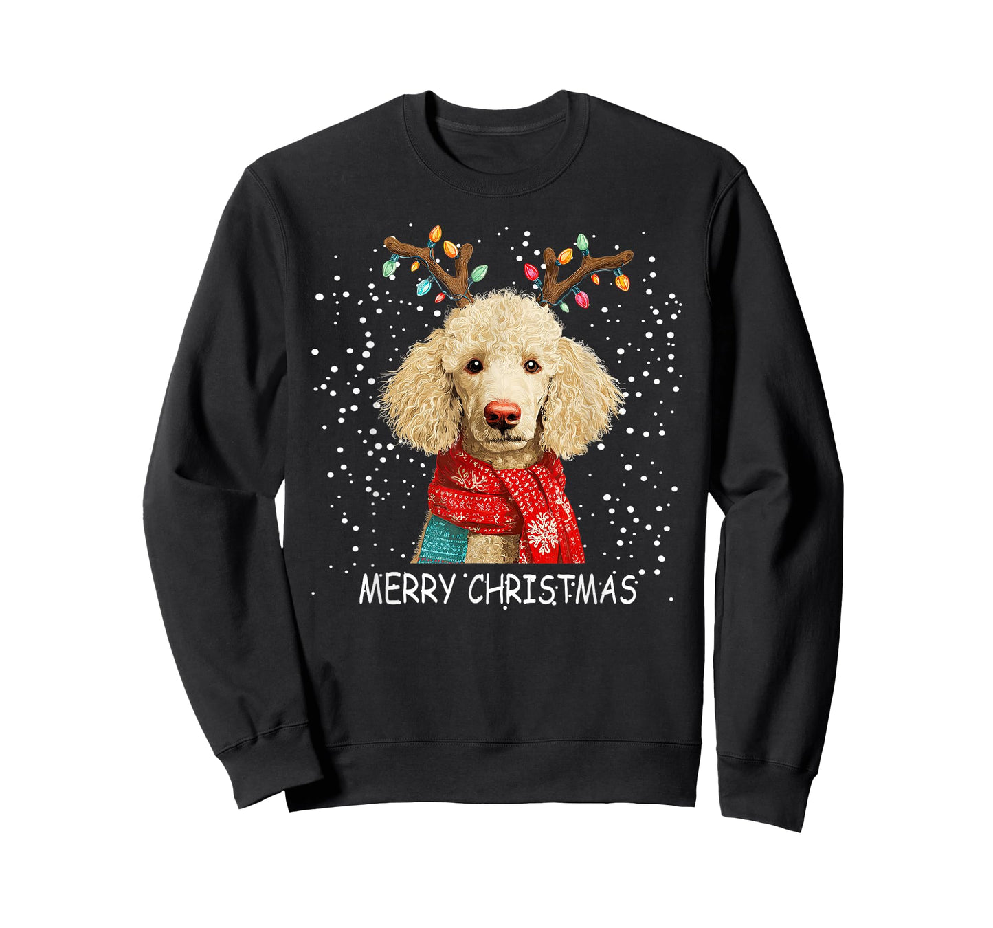 Womens Poodle Dog Xmas Santa Hat Scarf Christmas T-Shirt
