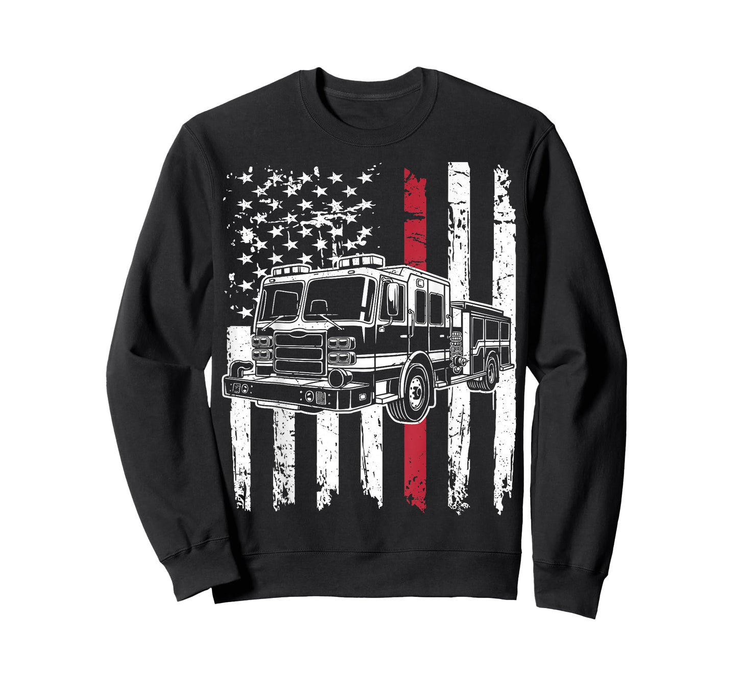 Firetruck USA Flag Firefighter Firemen Fire Rescuer T-Shirt