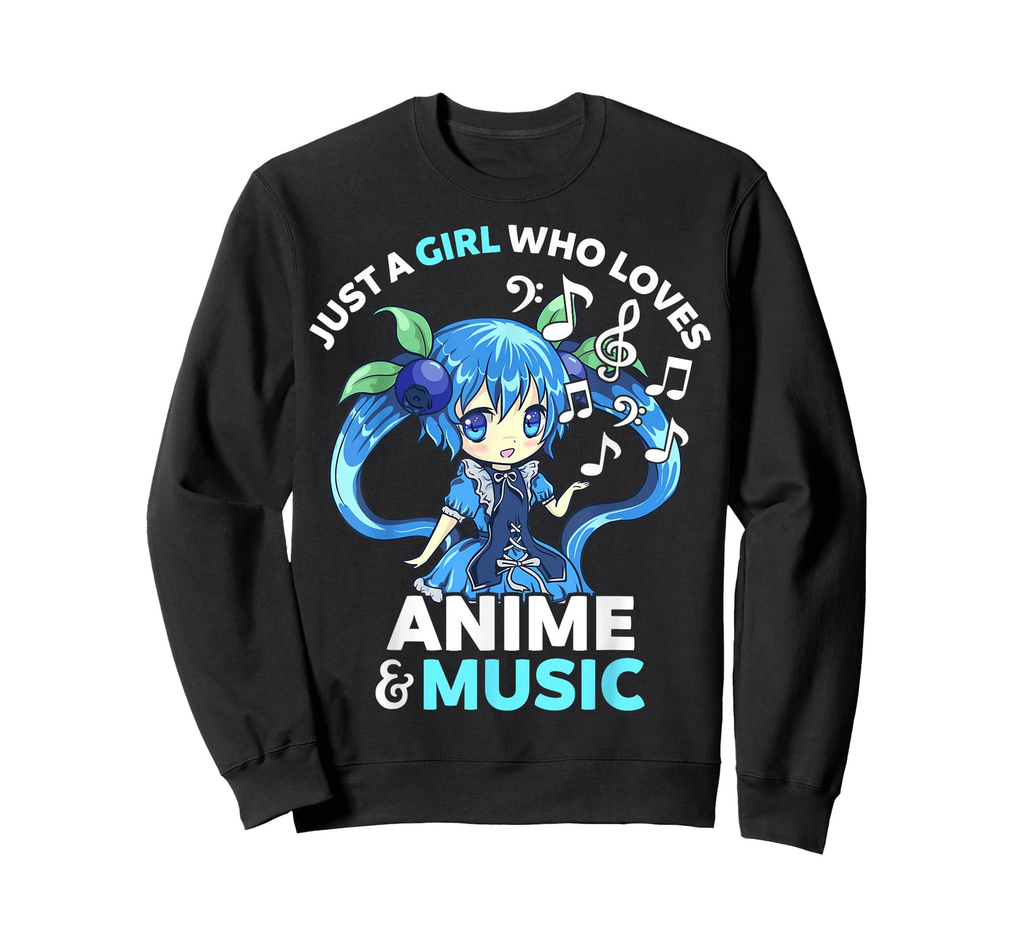 Cute Kawaii Chibi Just A Girl Who Loves Anime and Music Teen T-Shirt