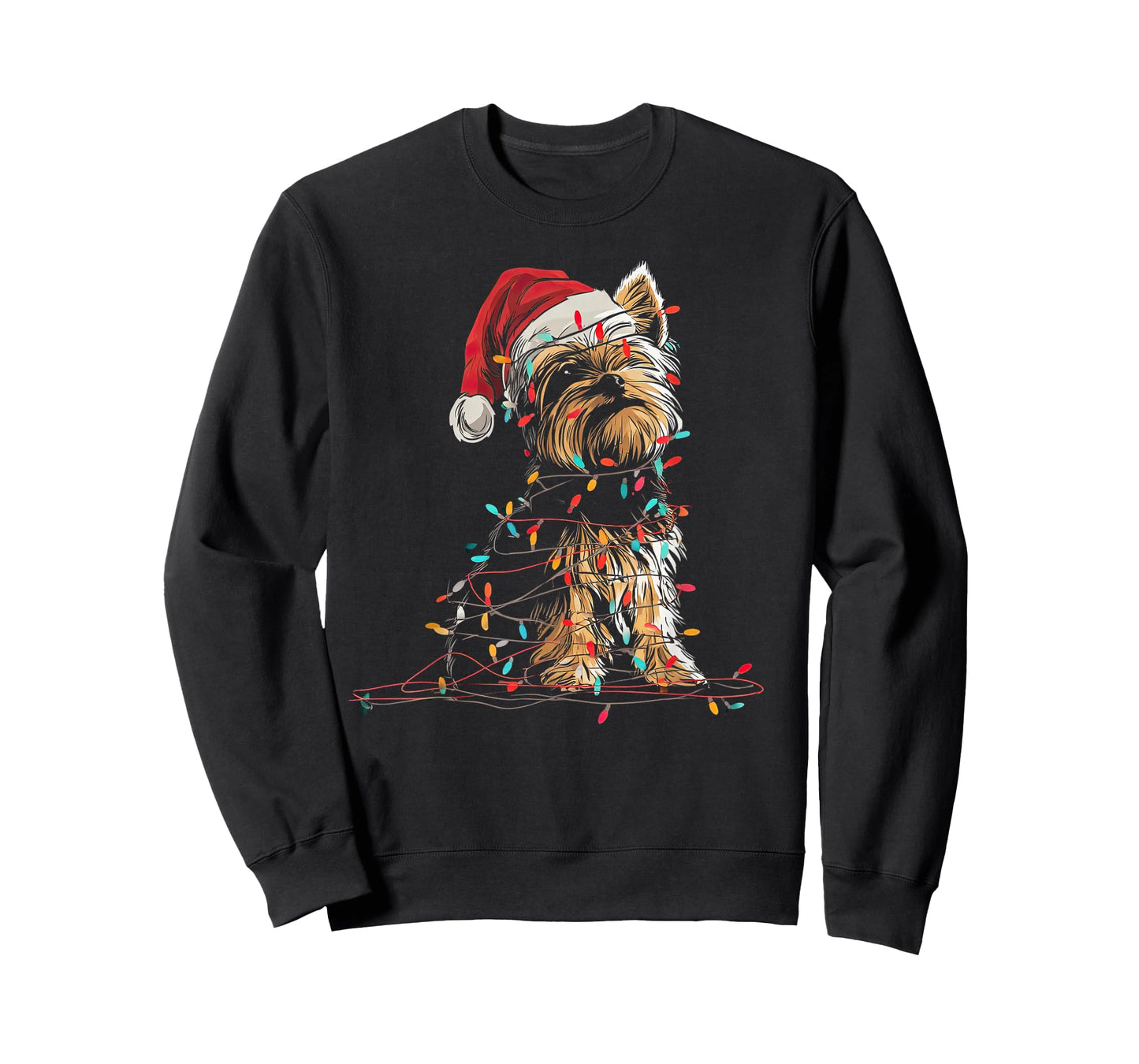 Funny Yorkshire Terrier Christmas Graphics Dog Lights Lover T-Shirt