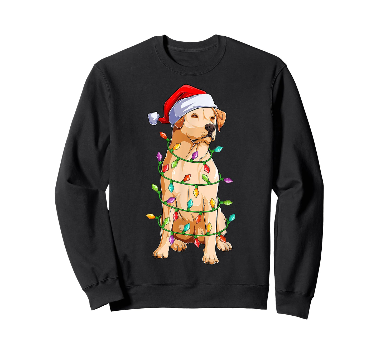 Xmas Lights Santa Hat Labrador Dog Christmas T-Shirt