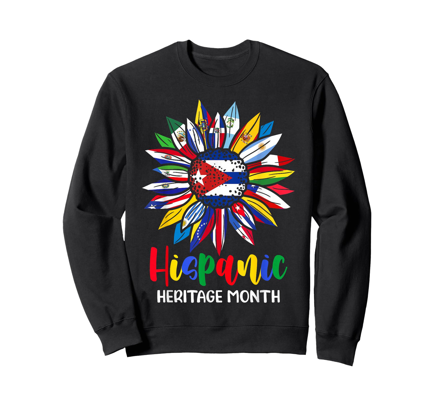 Hispanic Heritage Month Cuba Flag Sunflower Latino Flags T-Shirt