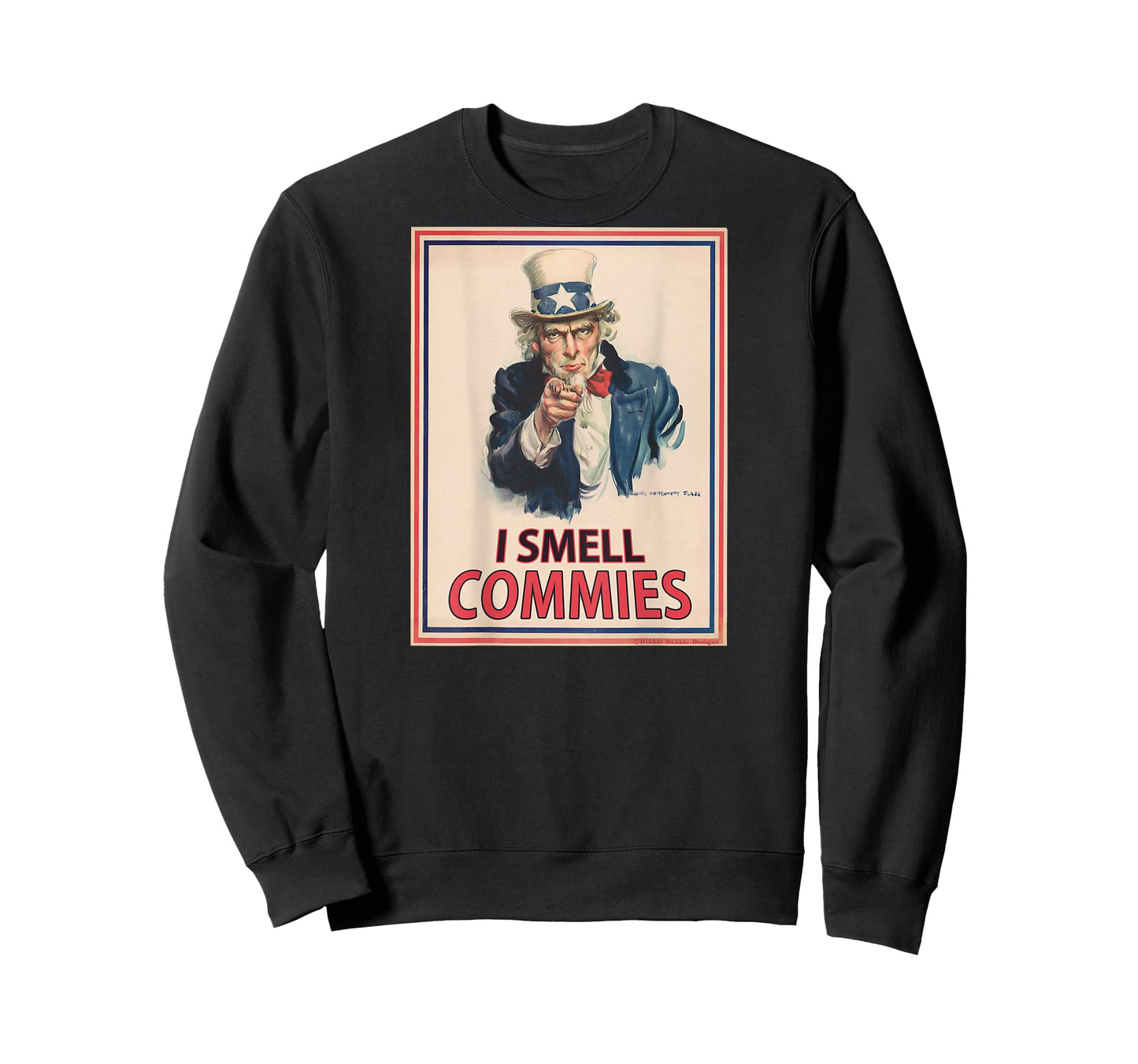 ON BACK Patriotic Conservative Uncle Sam - I SMELL COMMIES T-Shirt