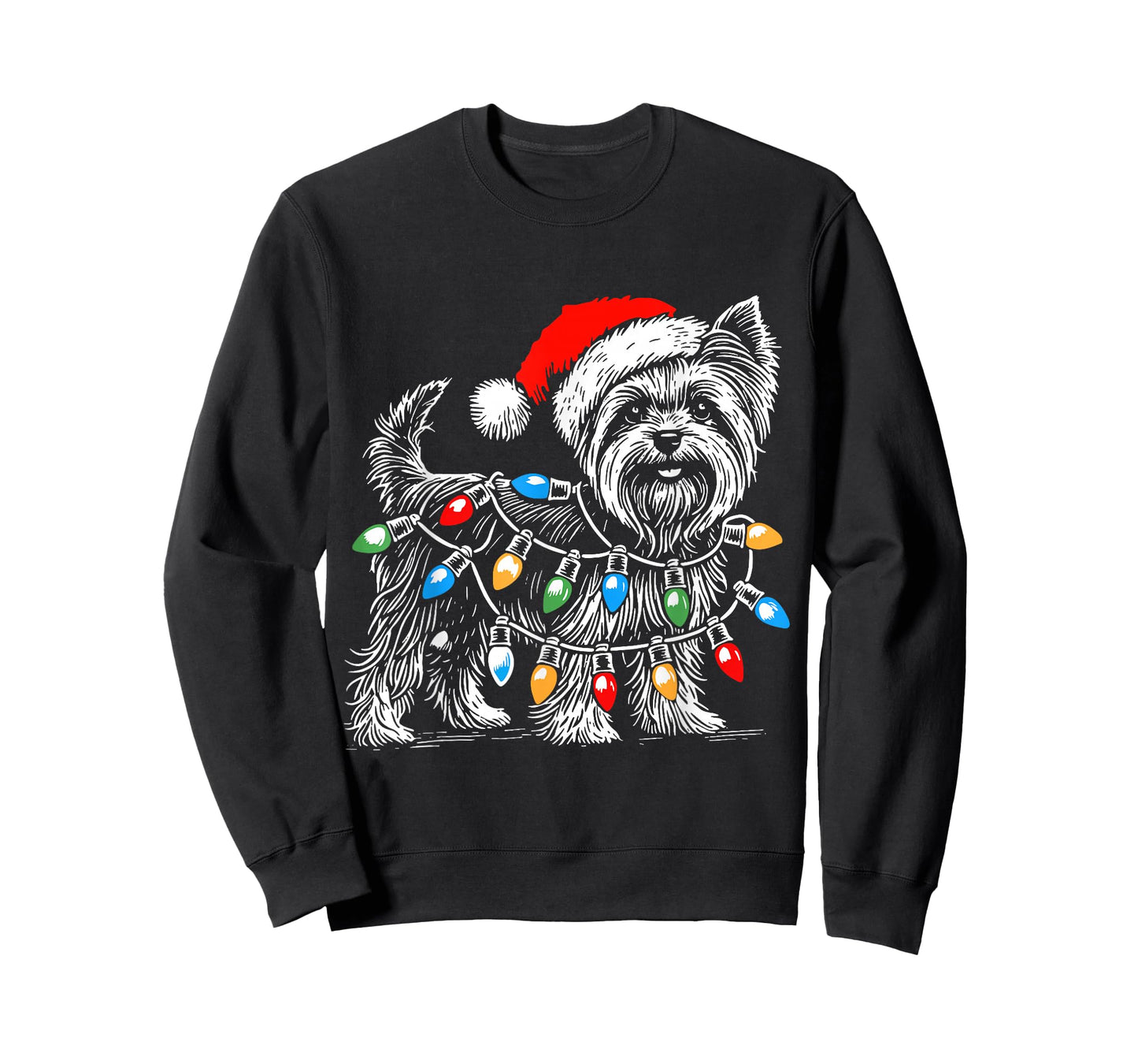Yorkshire Terrier Christmas Lights Decorations Yorkie Dog PJ T-Shirt