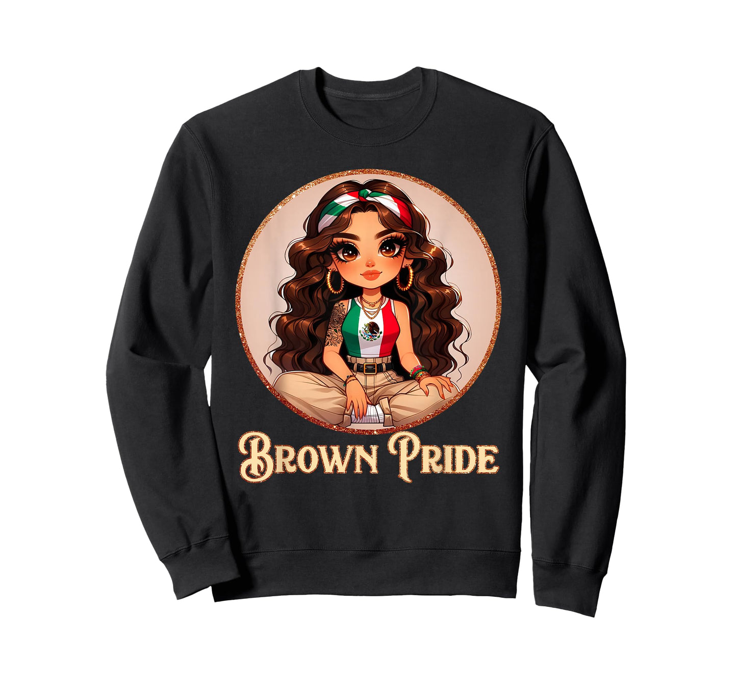 Brown Pride Chicana Chola Chibi Girl Hispanic Heritage Month T-Shirt