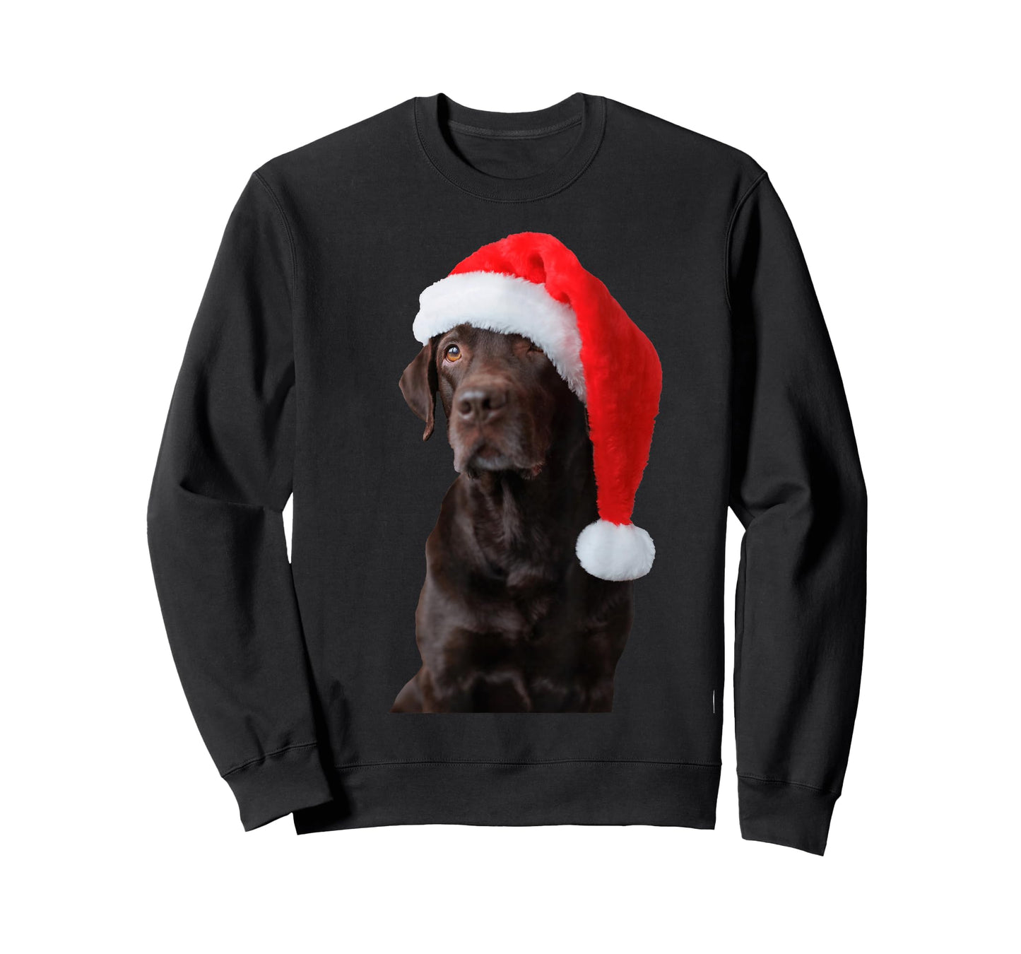 Chocolate Lab Dog Portrait Santa Hat Cute Christmas Labrador T-Shirt