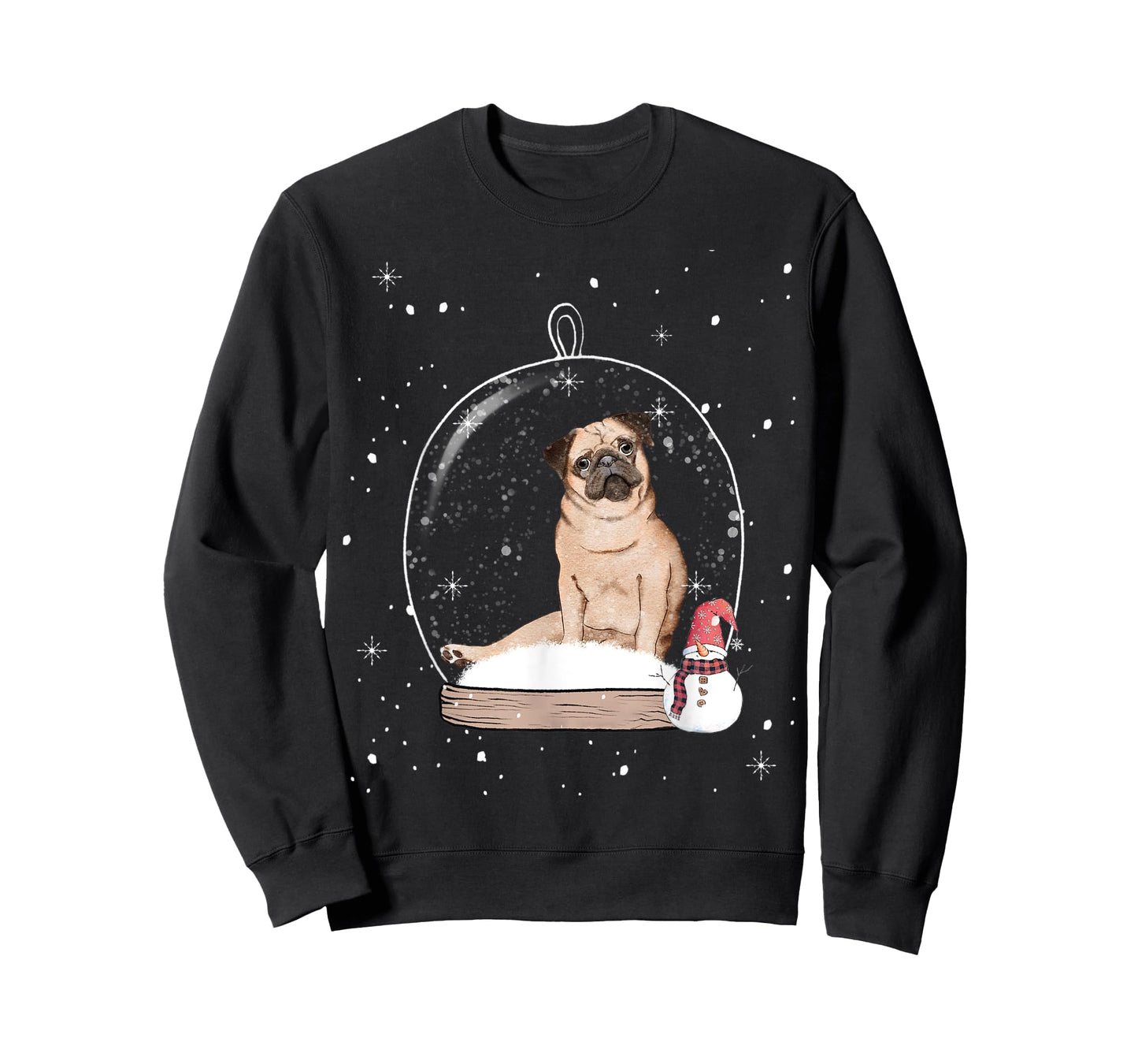 Christmas Pug Dog Snow Globe Pajama T-Shirt for Men Women Kids