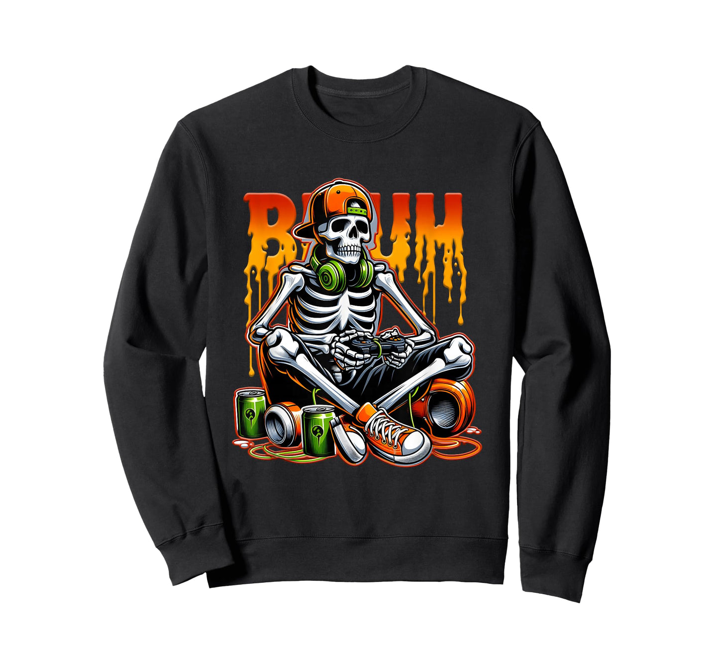 Dripping Bruh Halloween Gamer Skeleton Play Video Gaming T-Shirt
