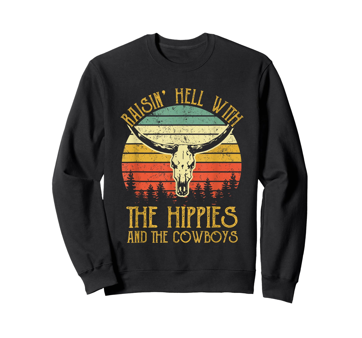 Raising-Hell With The Hippies And Cowboys Western Cowhide T-Shirt