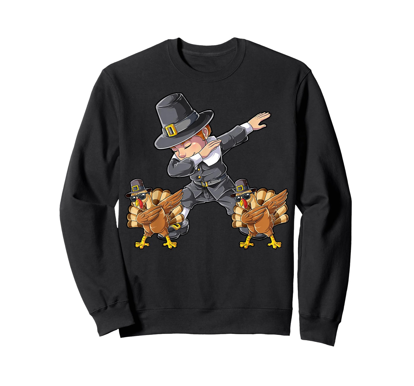 Dabbing Pilgrim Turkey Thanksgiving Day Boys Men Funny Dab T-Shirt