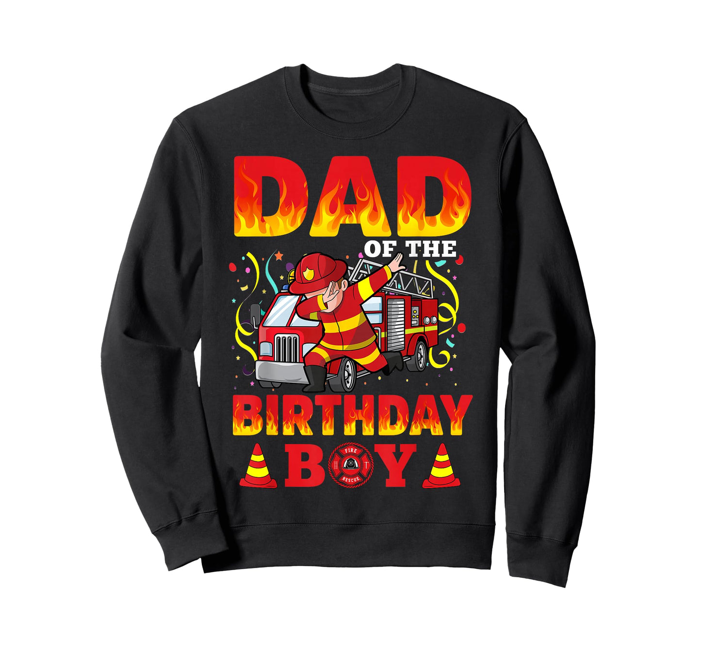 Dad Of The Birthday Boy Fire Truck Firefighter Boys T-Shirt