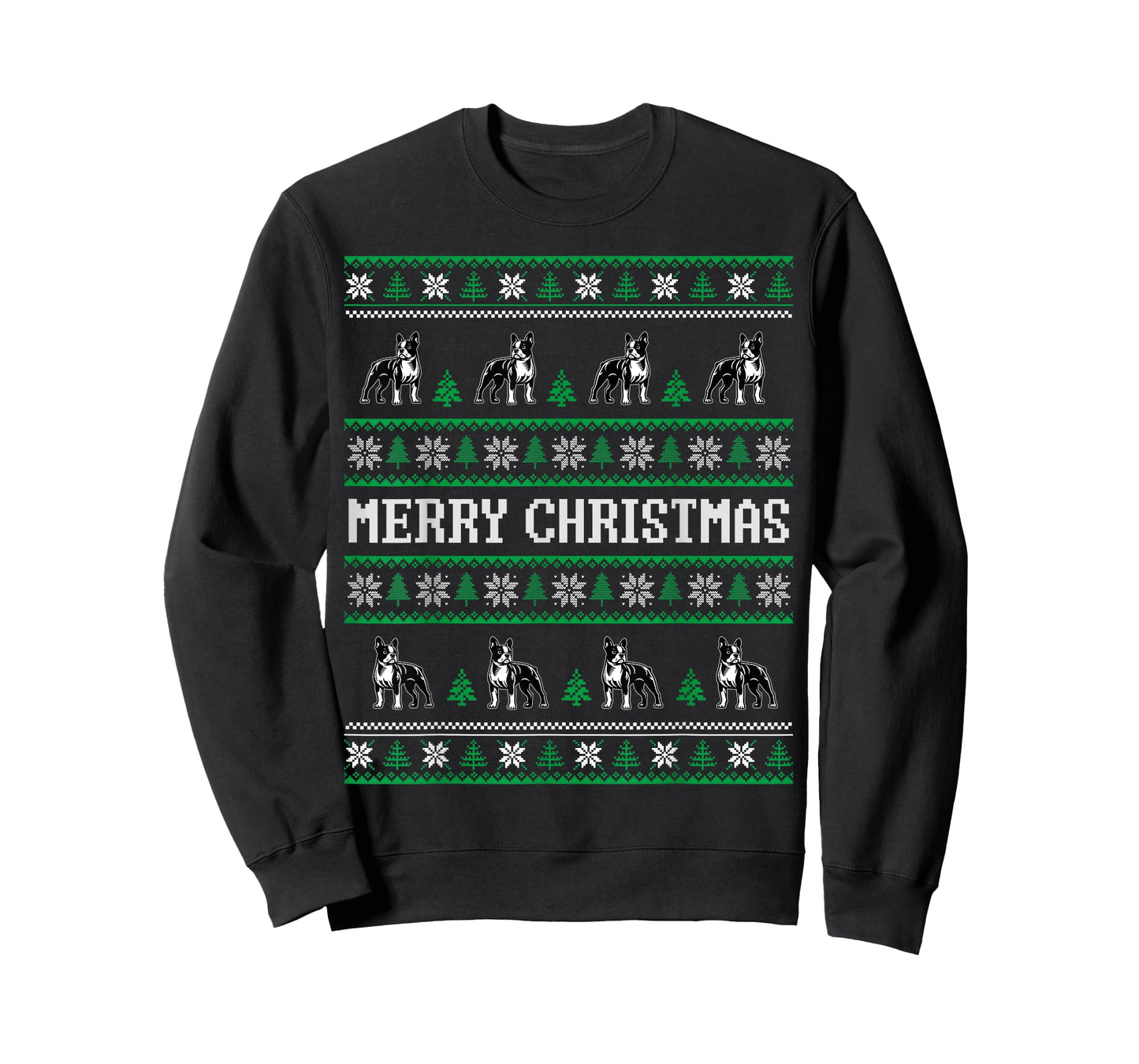 Ugly Sweater Boston Terrier Dog Christmas Dog Lover Xmas Men Women Kids T-Shirt