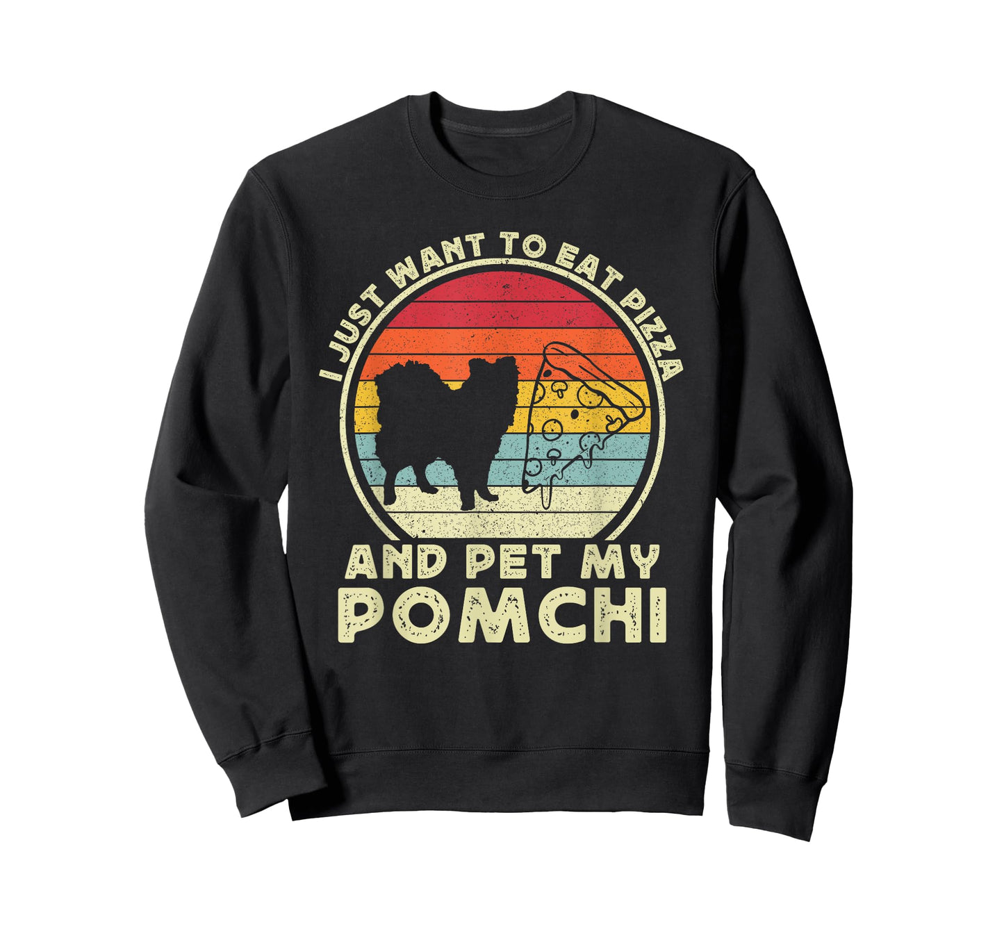 Pizza And Pomchi For Men Women Pom-Chi Dog Mom Dad Funny T-Shirt