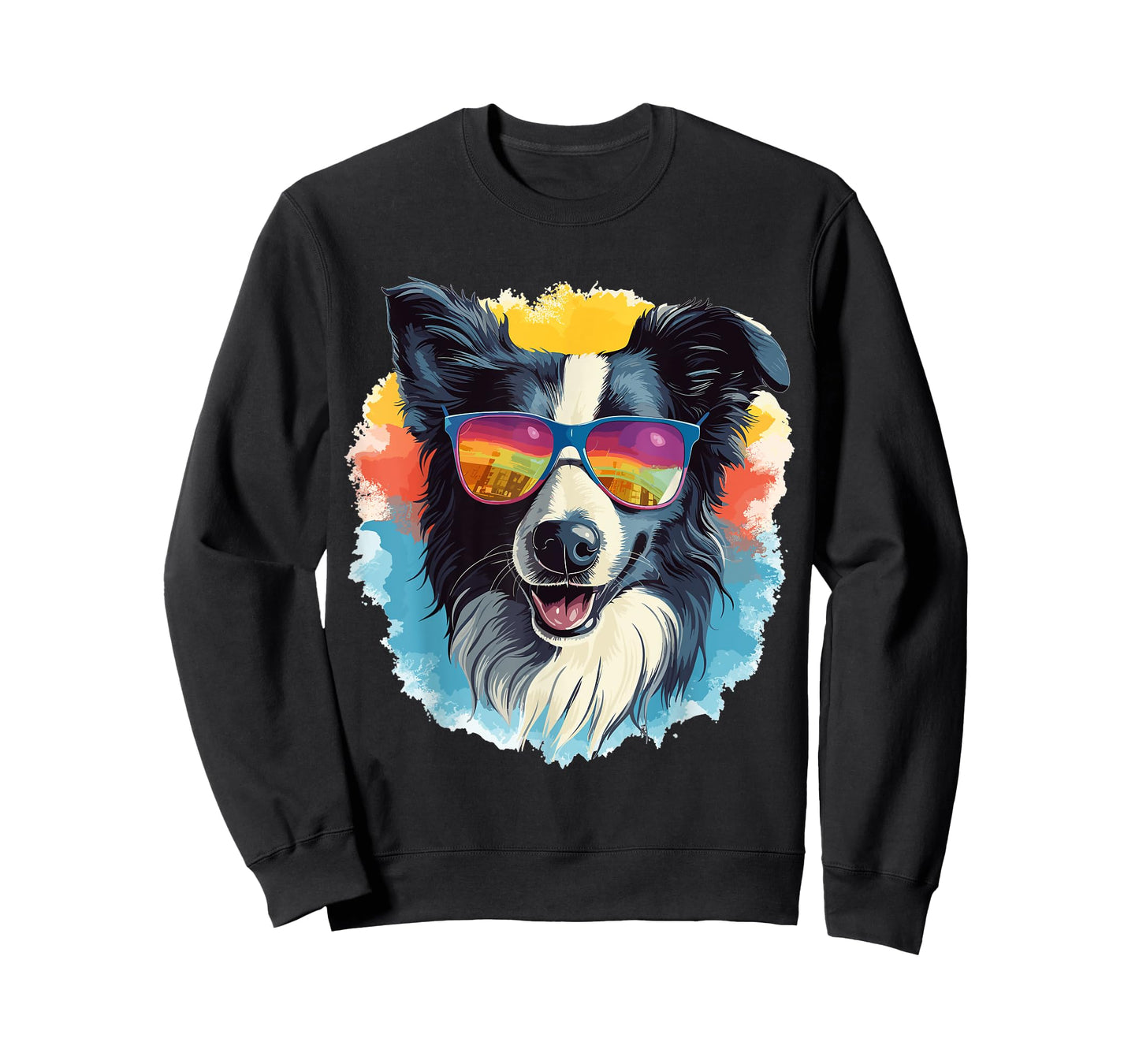 Border Collie Dog - Cute Graphic with Sunglasses Men Women Kids T-Shirt
