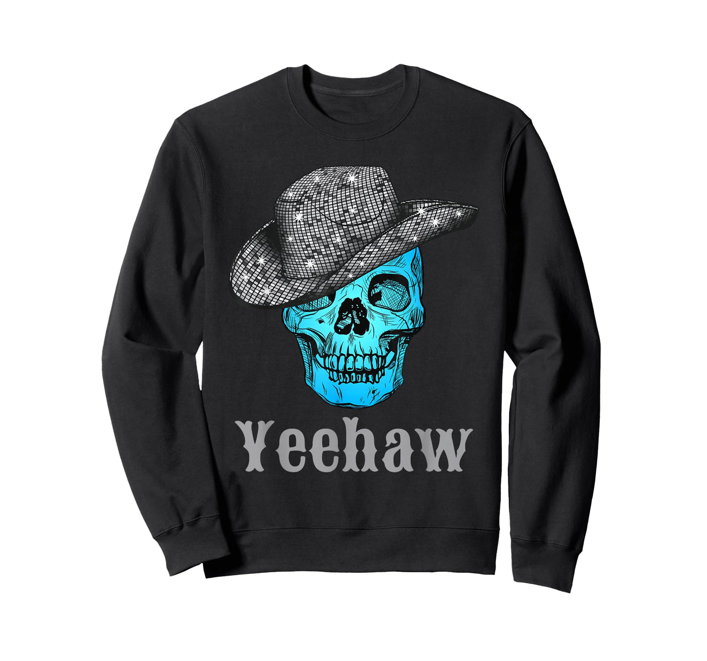 Disco Cowboy Hat with Skull Skeleton Western Country 70s T-Shirt
