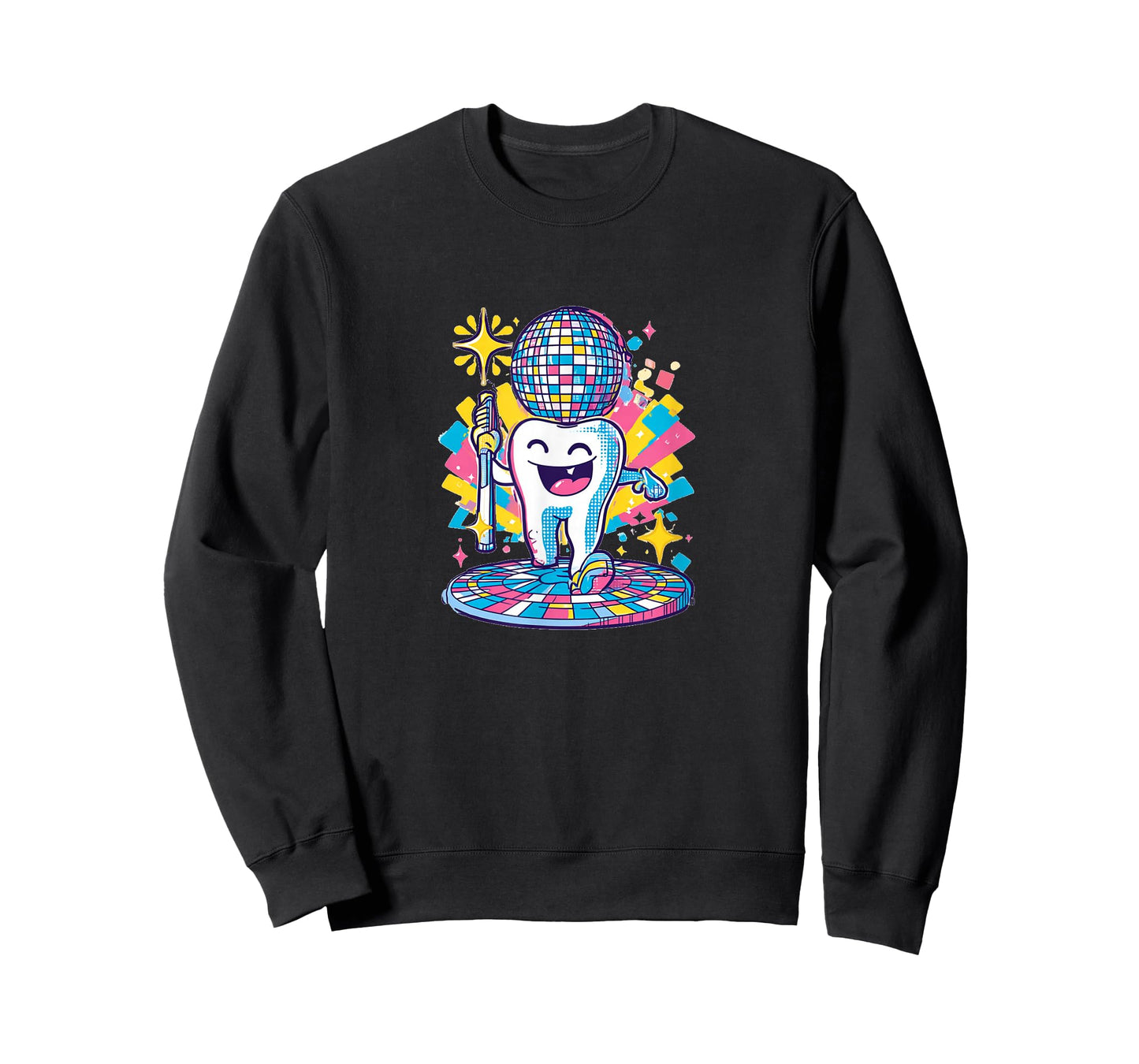 Funny Retro Disco Tooth with Toothbrush Costume T-Shirt