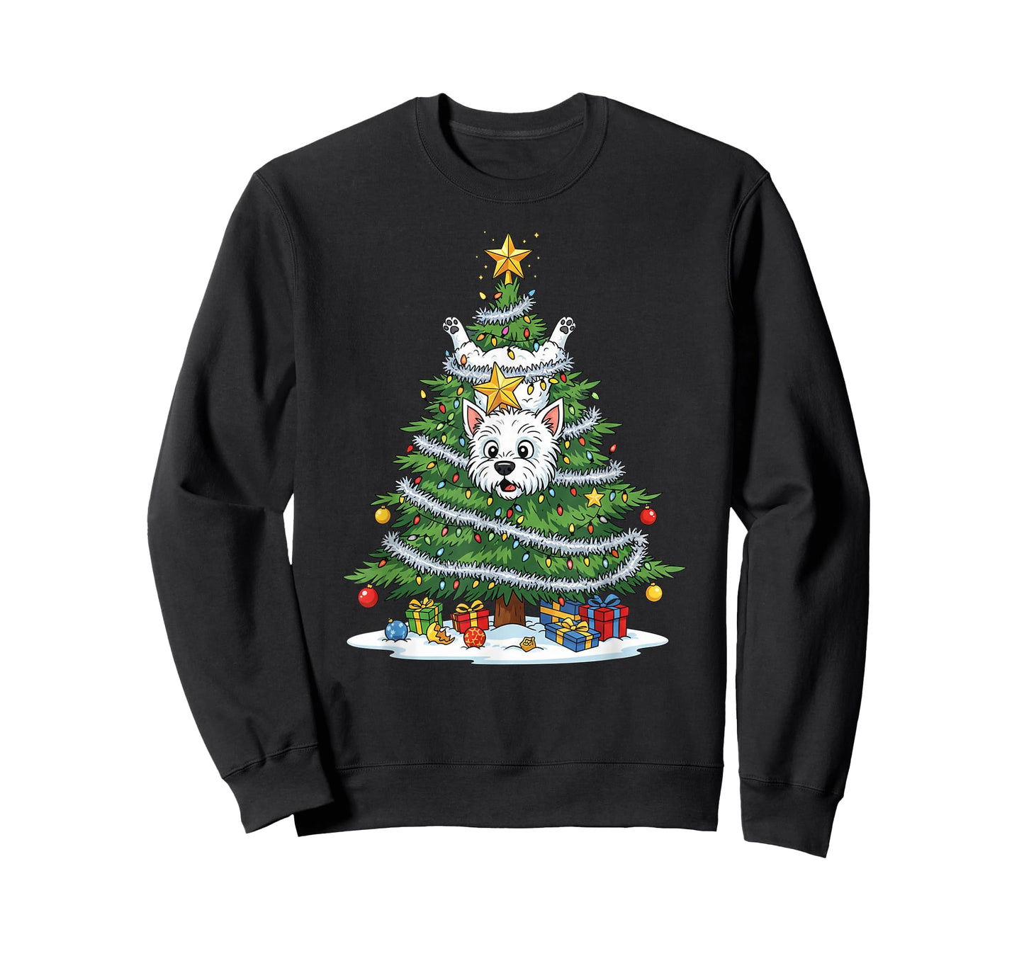 Funny West Highland White Terrier Dog Christmas Tree T-Shirt