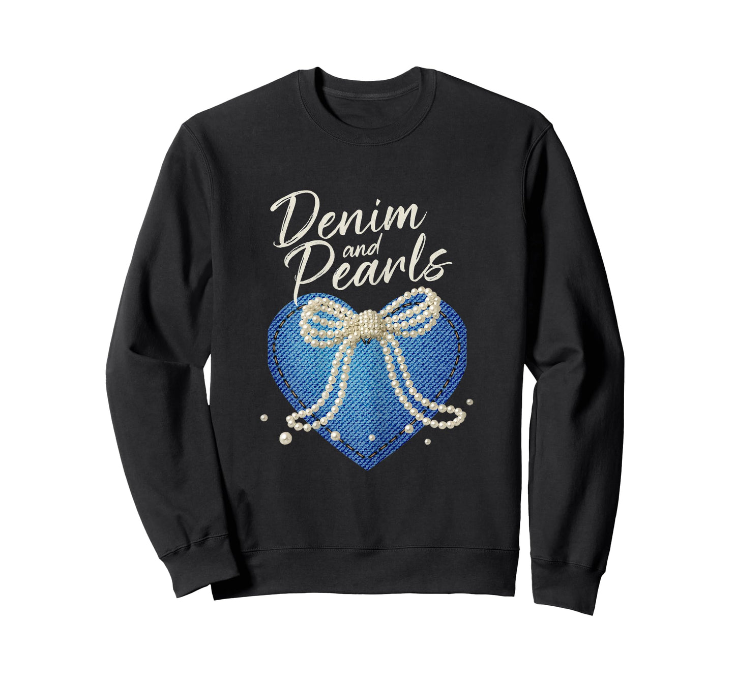Denim and Pearls Heart Country Western Fashion for Women's T-Shirt