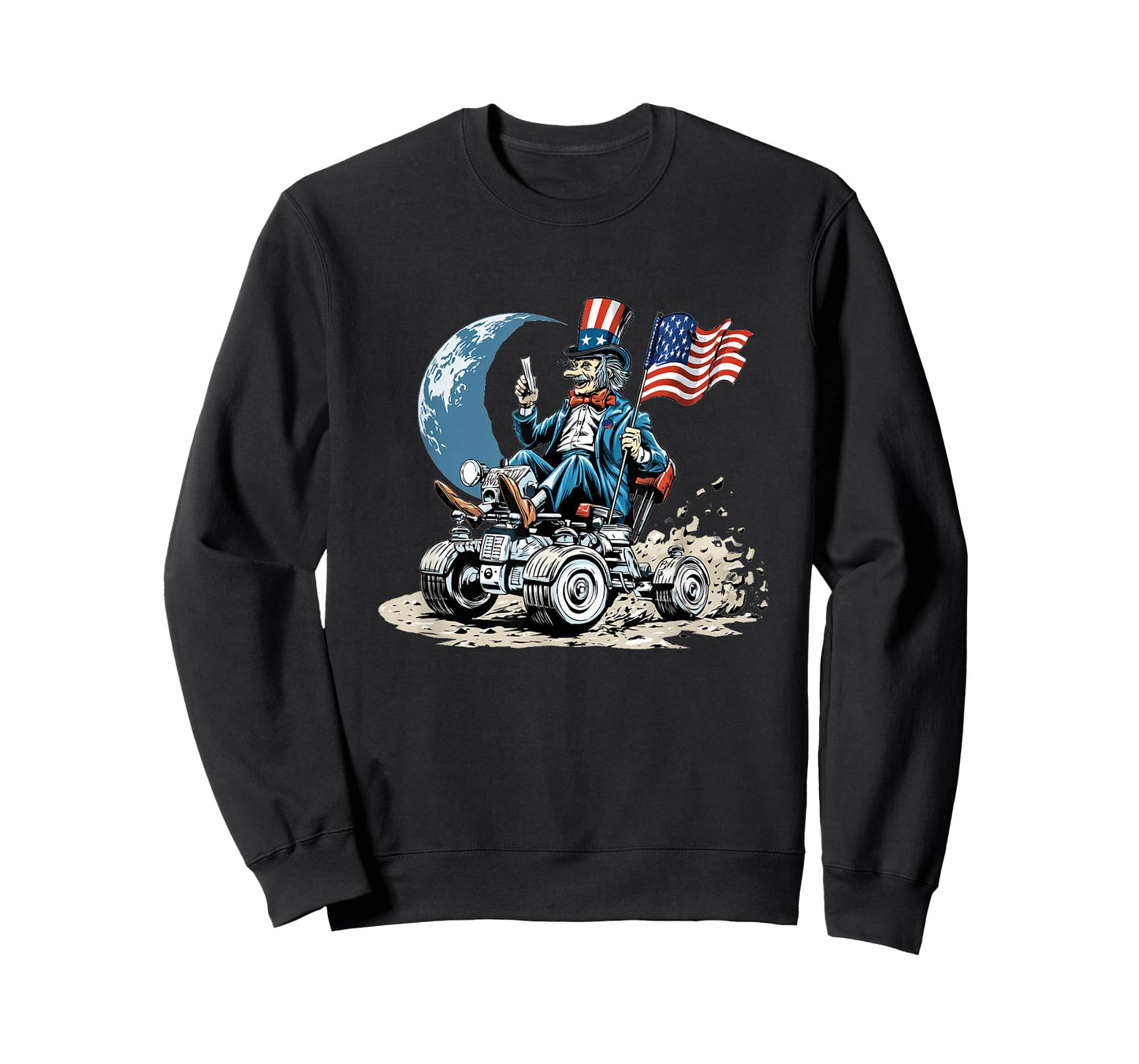Uncle America on Moon with Vehicle and Earth T-Shirt