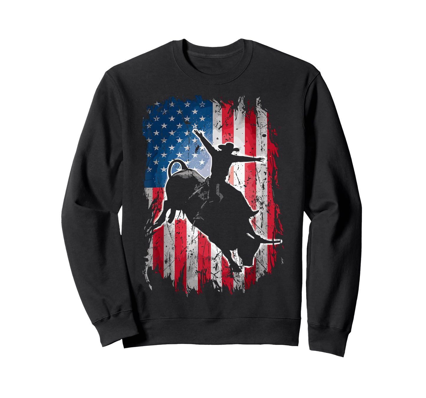 Rodeo Rider Bull USA Flag American Patriotic Cowboys T-Shirt