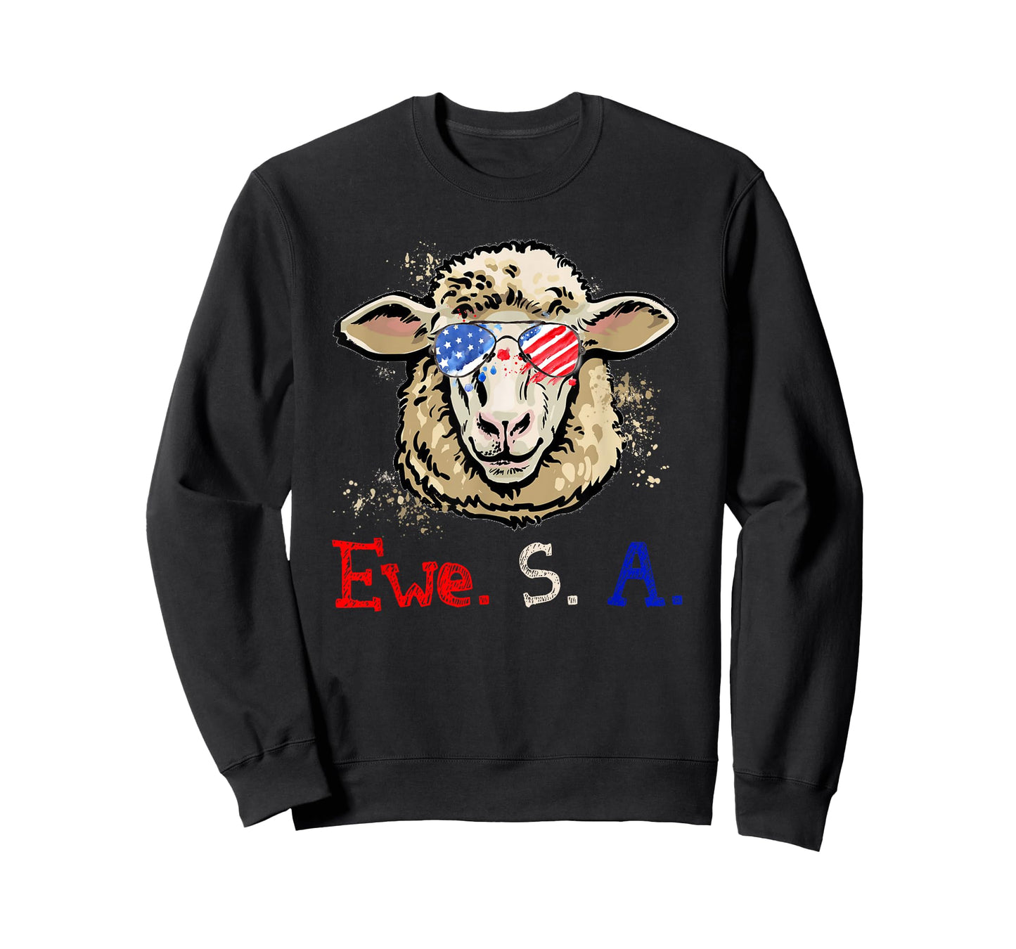 Funny Sheep Ewe S A USA Flag Sunglasses Farm Women Kids Men T-Shirt