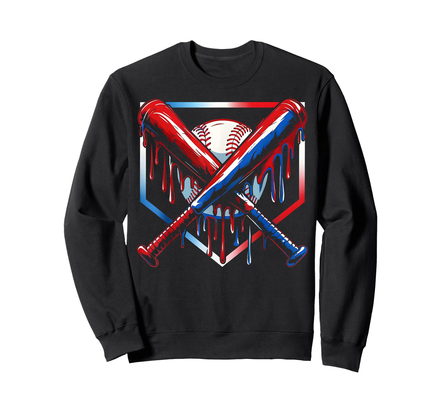 Baseball Ice Cream Drip Youth 4th Of July Red White And Blue T-Shirt