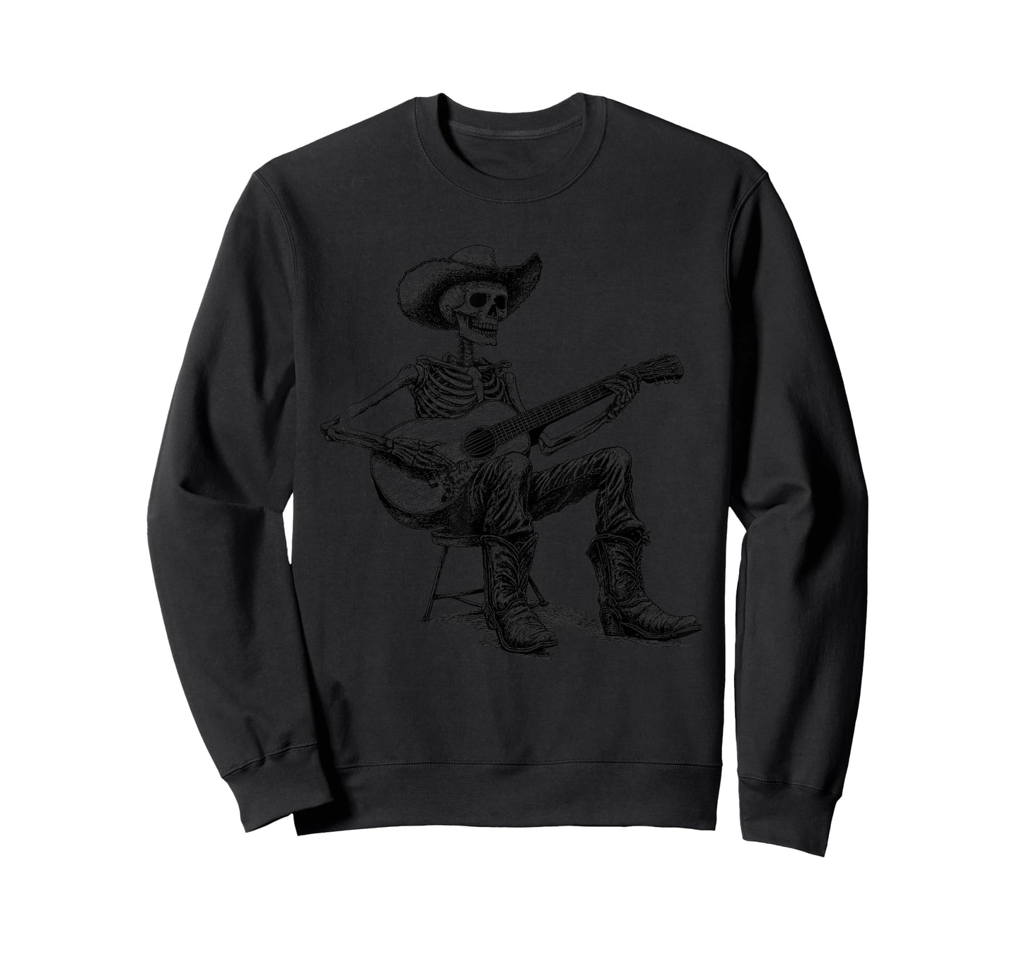 Vintage Western Cowboy Skeleton Playing Guitar Country Music T-Shirt