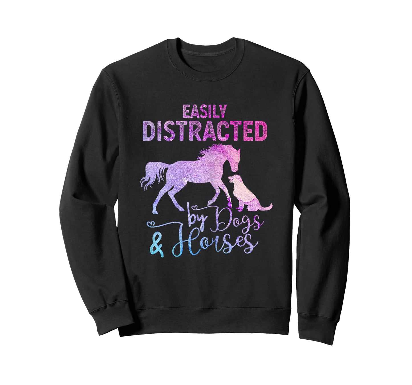 Funny Horse Women Girls Easily Distracted By Dogs & Horses T-Shirt
