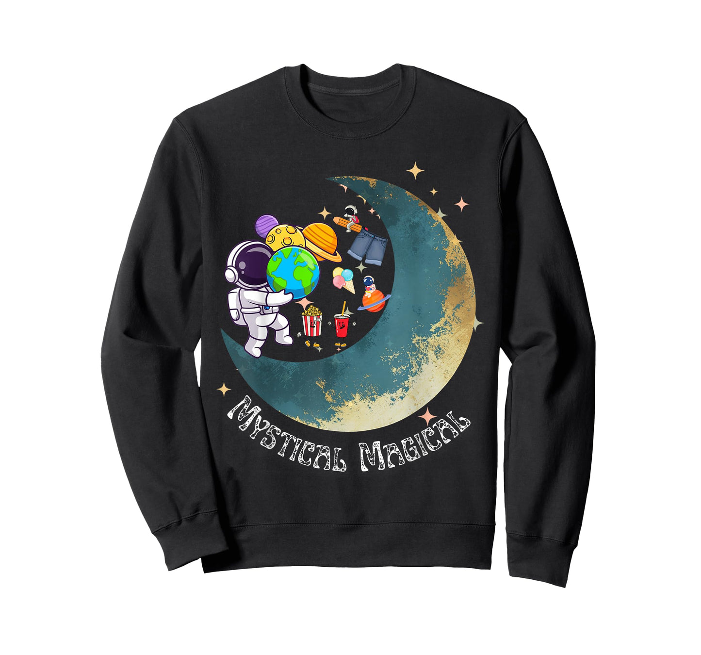 Mystical Magical Astronaut On Moon Funny Vintage Retro T-Shirt