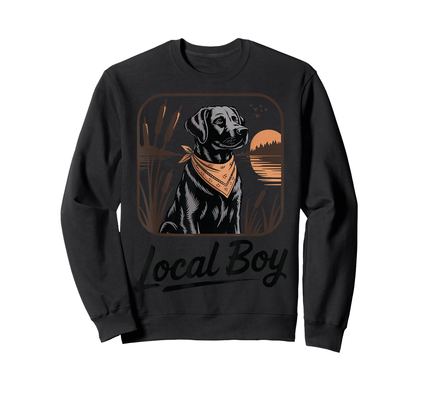 Local Boy Black Labrador Sunset Marsh Scene Retro Vintage T-Shirt