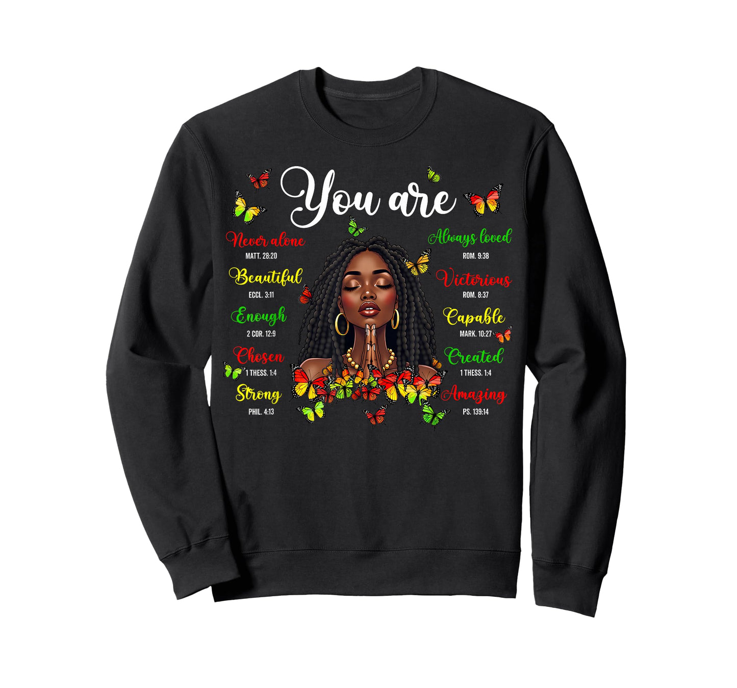 Black History Loc'd Afro Girl You Are Bible Verse Christian T-Shirt