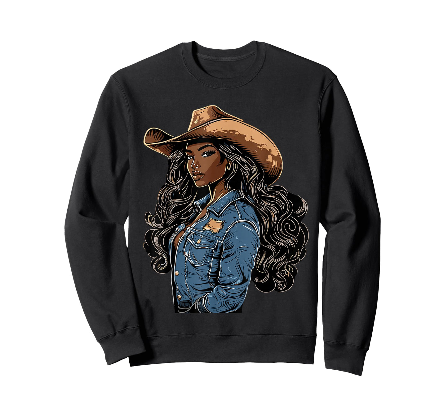 Black African American Cowgirl Western Country Texas Rodeo T-Shirt