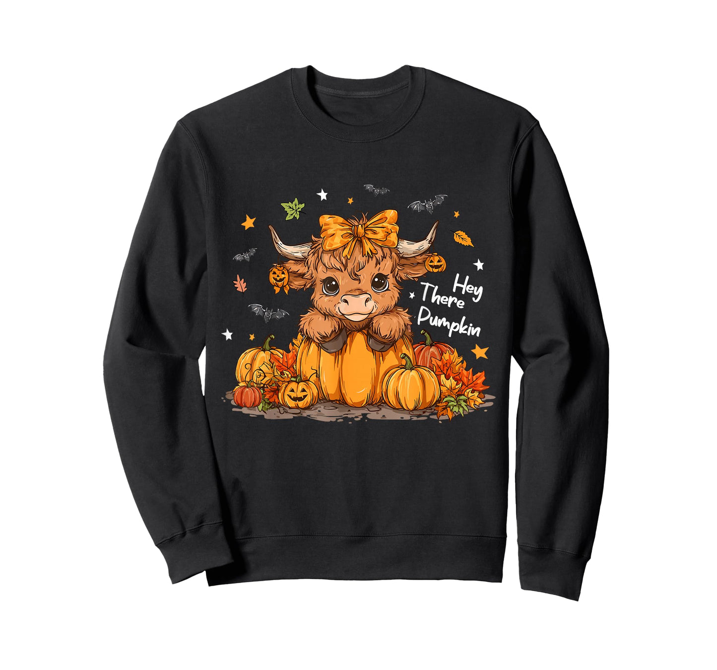 Boho Hey There Pumpkin Halloween Highland Cow Lover Cow Farm T-Shirt
