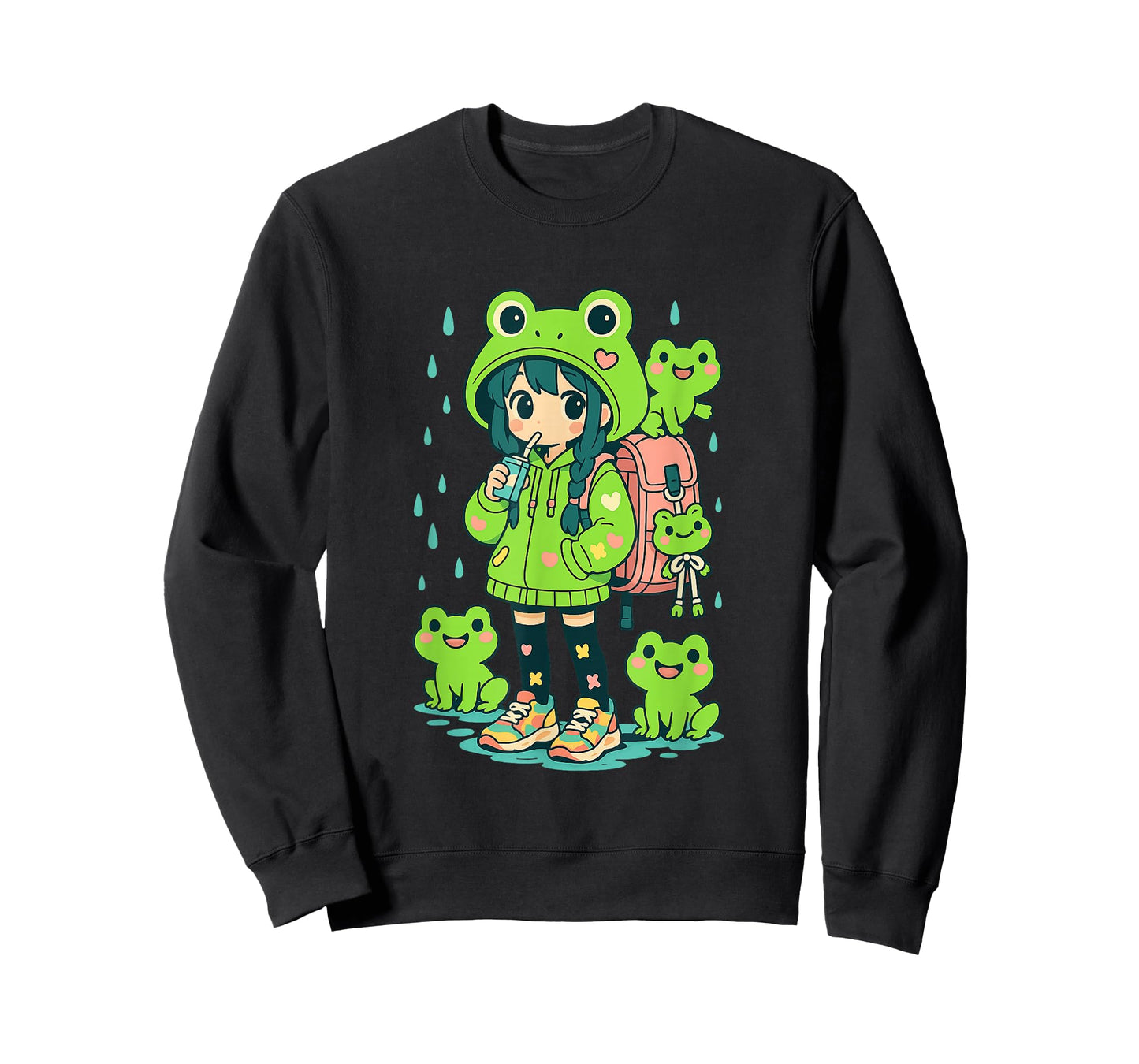 Kawaii Frog Girl | Decora Kei Anime Manga Harajuku Frogcore T-Shirt