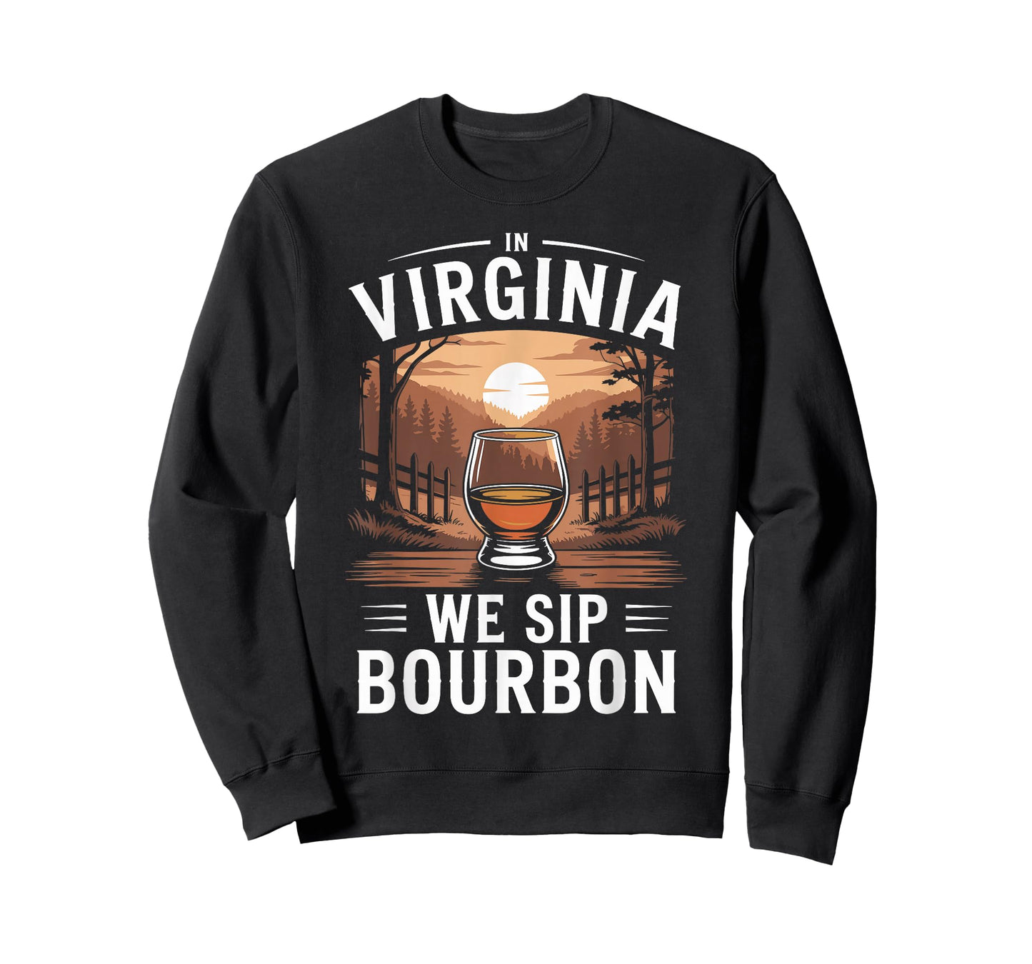 in Virginia We Sip Bourbon Sunset Vintage Whiskey T-Shirt