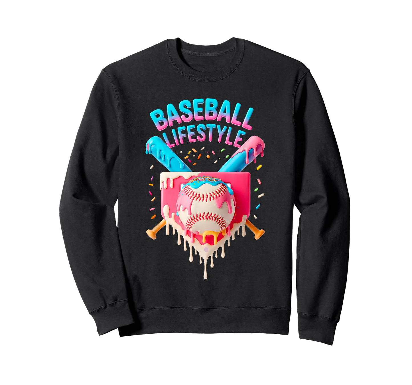 Baseball Lifestyle with Dripping Ice Cream Sprinkles T-Shirt