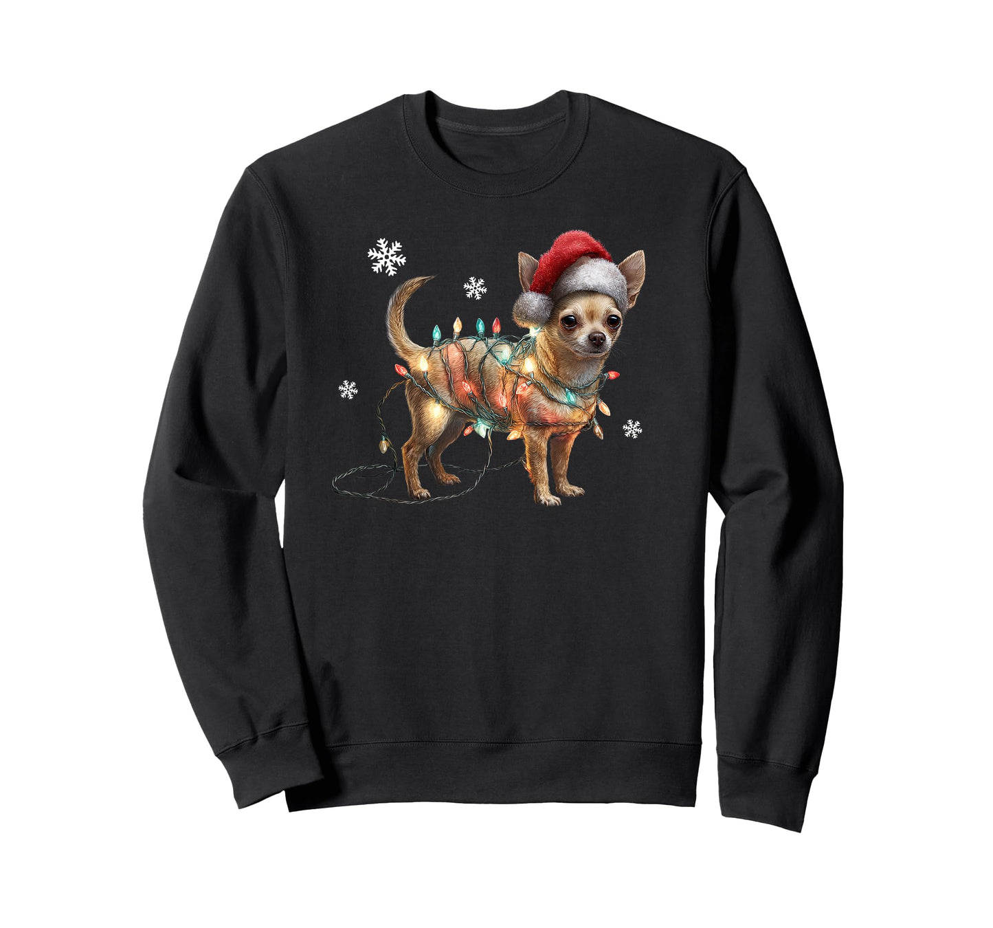 Funny Chihuahua Dog Santa Merry Christmas Lights T-Shirt