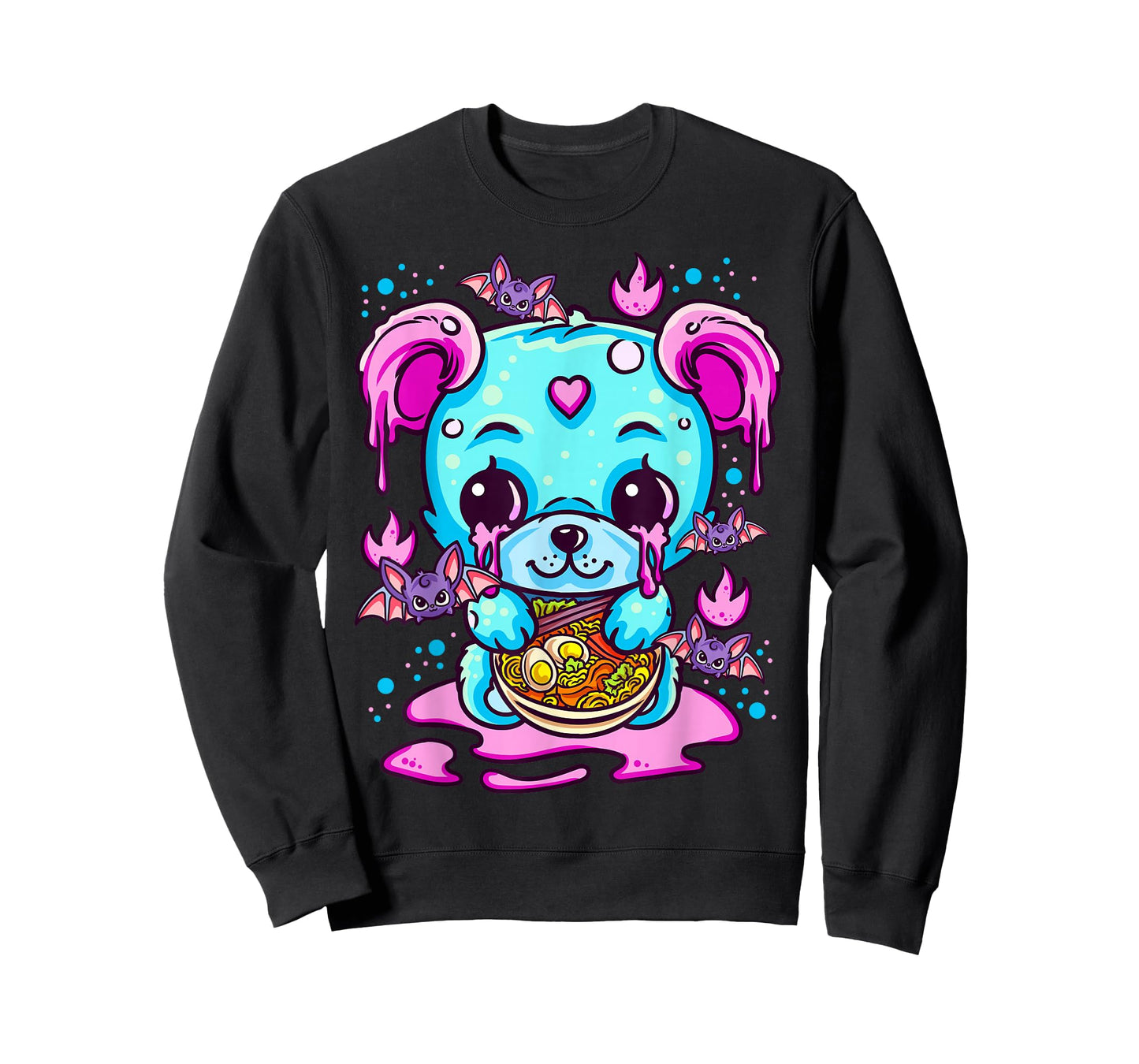 Cute Kawaii Creepy Pastel Goth Puppy Eating Ramen Noodles T-Shirt