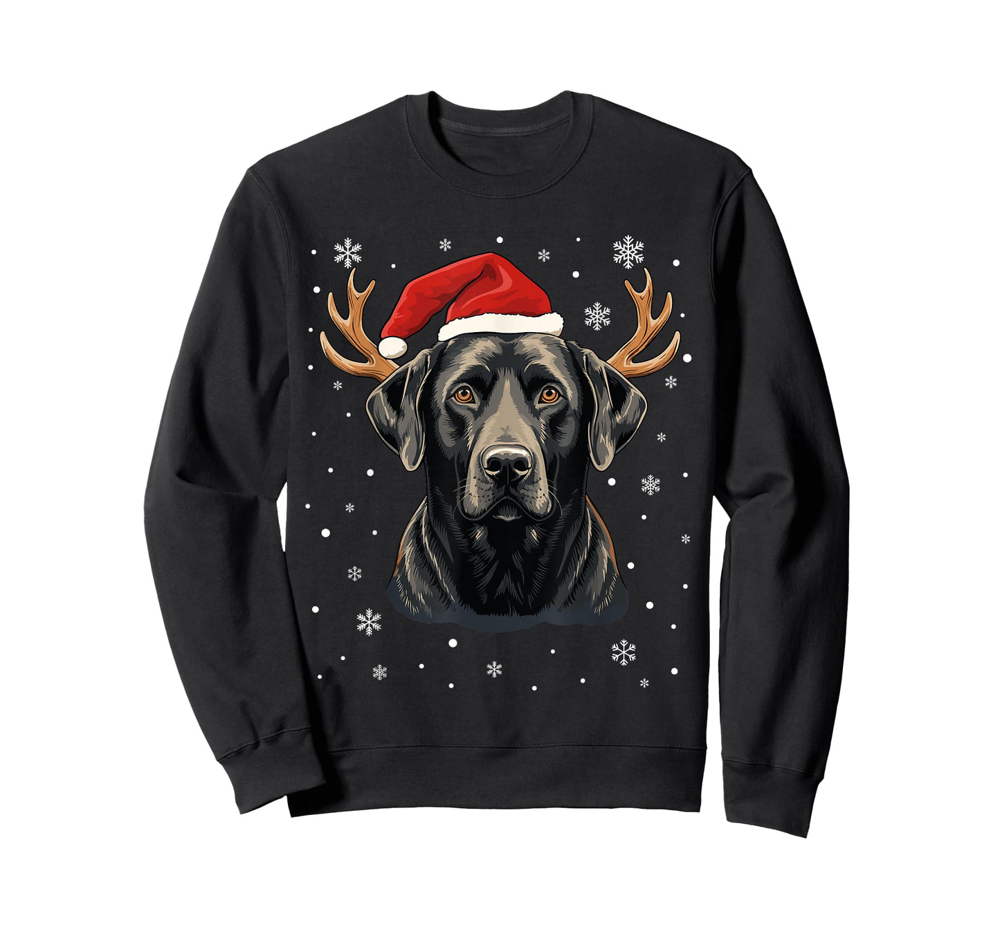 Black Labrador Christmas Santa Hat Reindeer Antlers Xmas T-Shirt