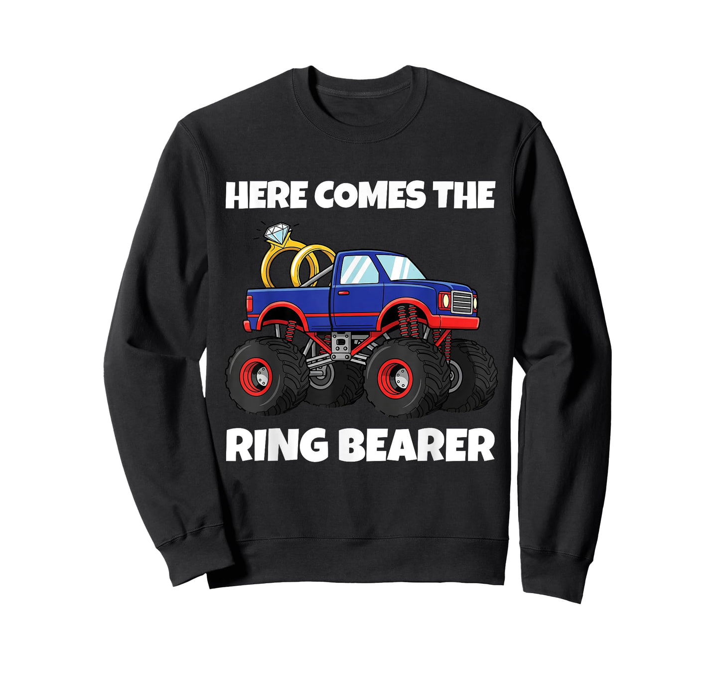 Here Comes the Rings Bearer Funny Monster Truck Wedding T-Shirt