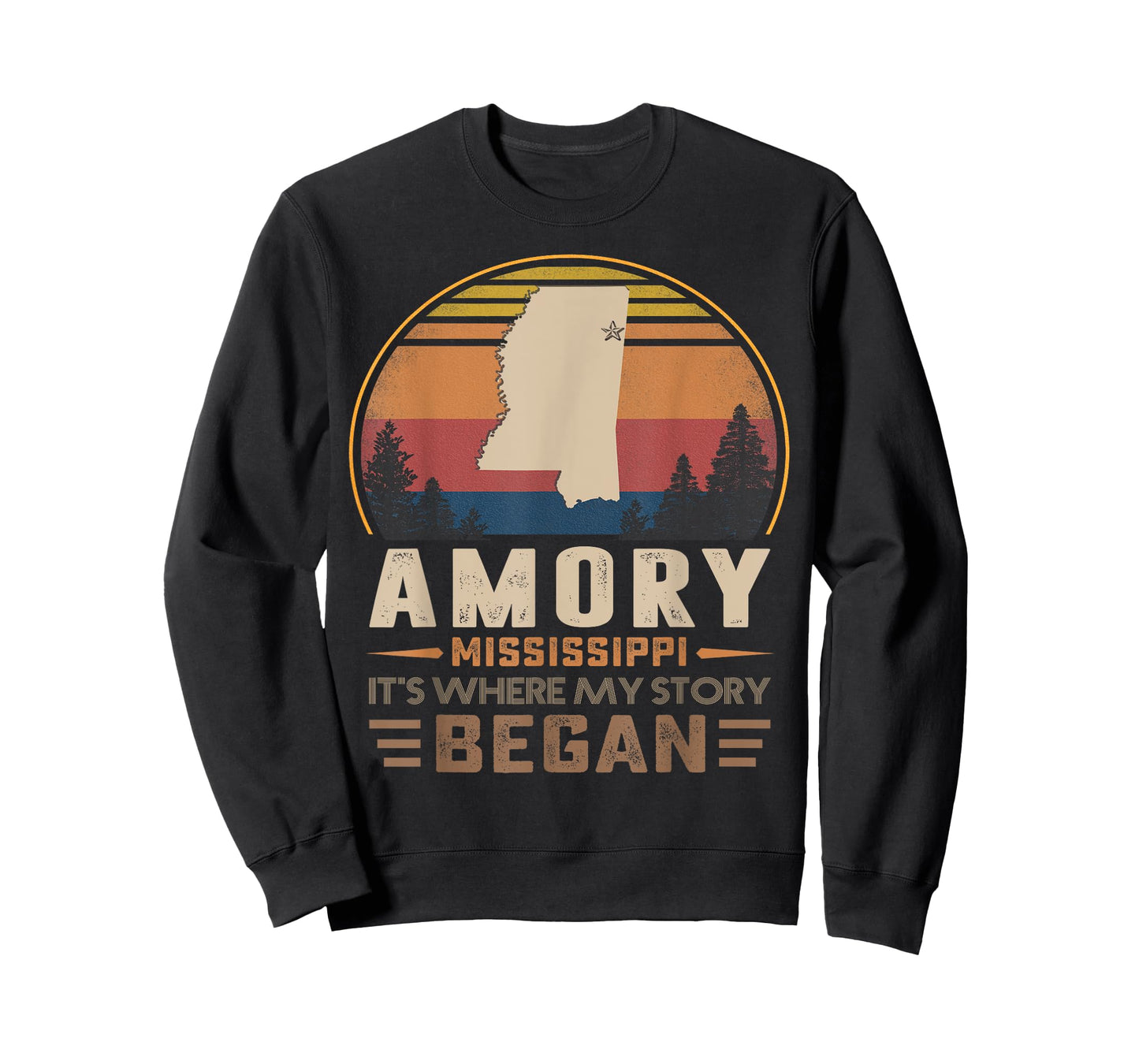 Vintage Amory Mississippi Hometown My Story Began T-Shirt