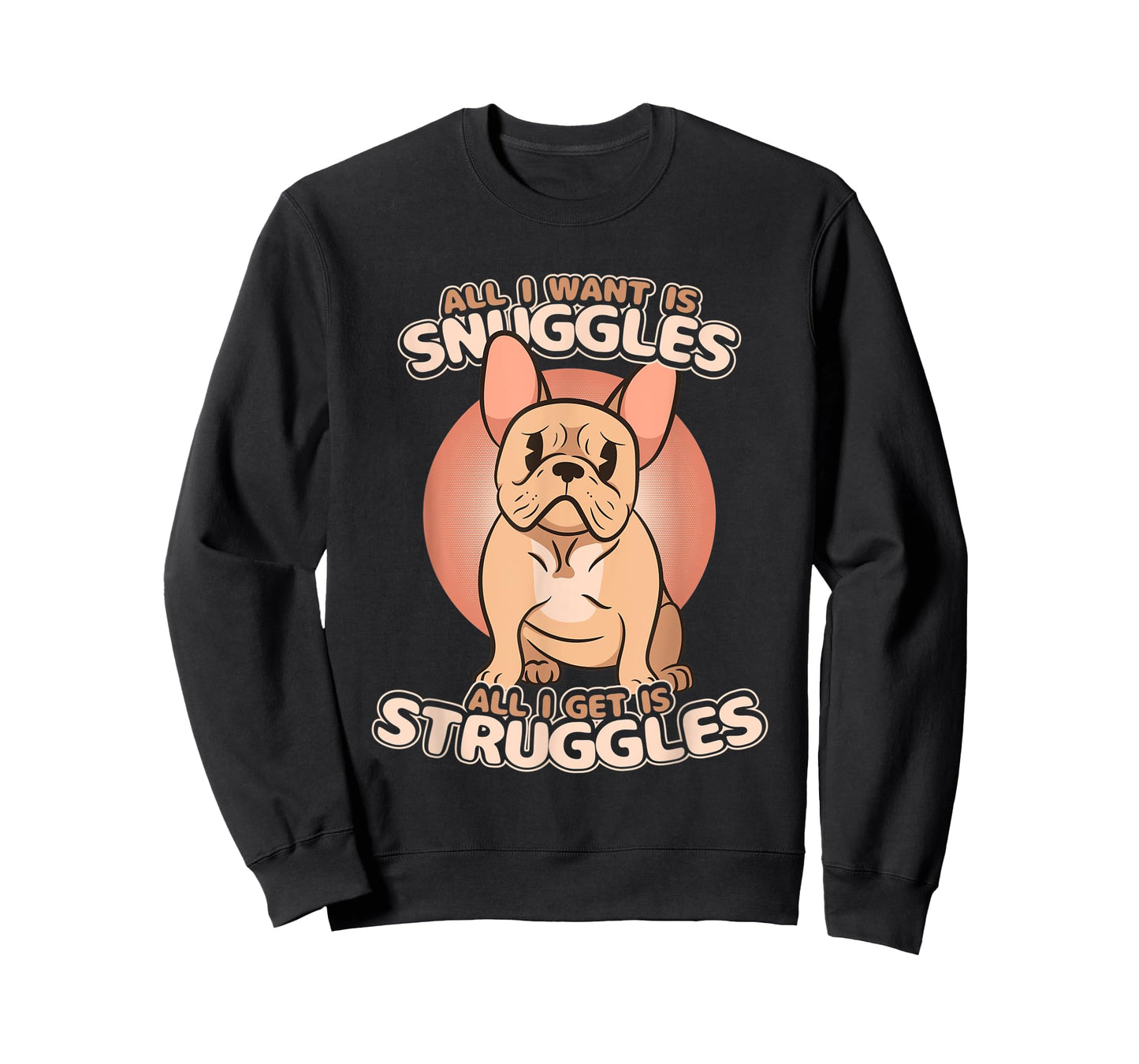 Kawaii Frenchie Funny Existential Dread Snuggles & Struggles T-Shirt