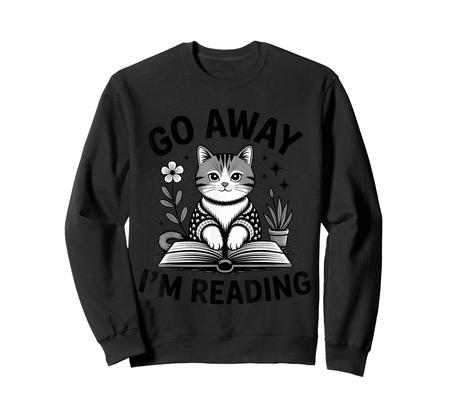 Go Away I Am Reading Funny Cat Lover Book Lover Reading T-Shirt