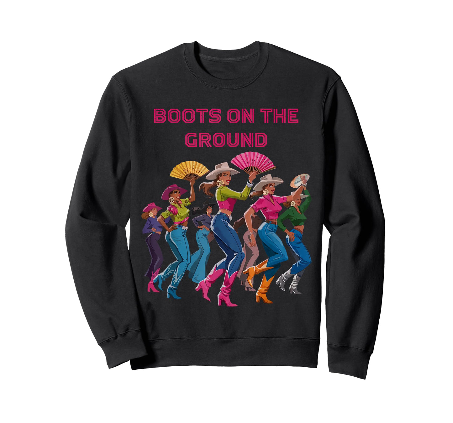 Boots On The Ground Funny Cowgirl Boots Bling Women T-Shirt