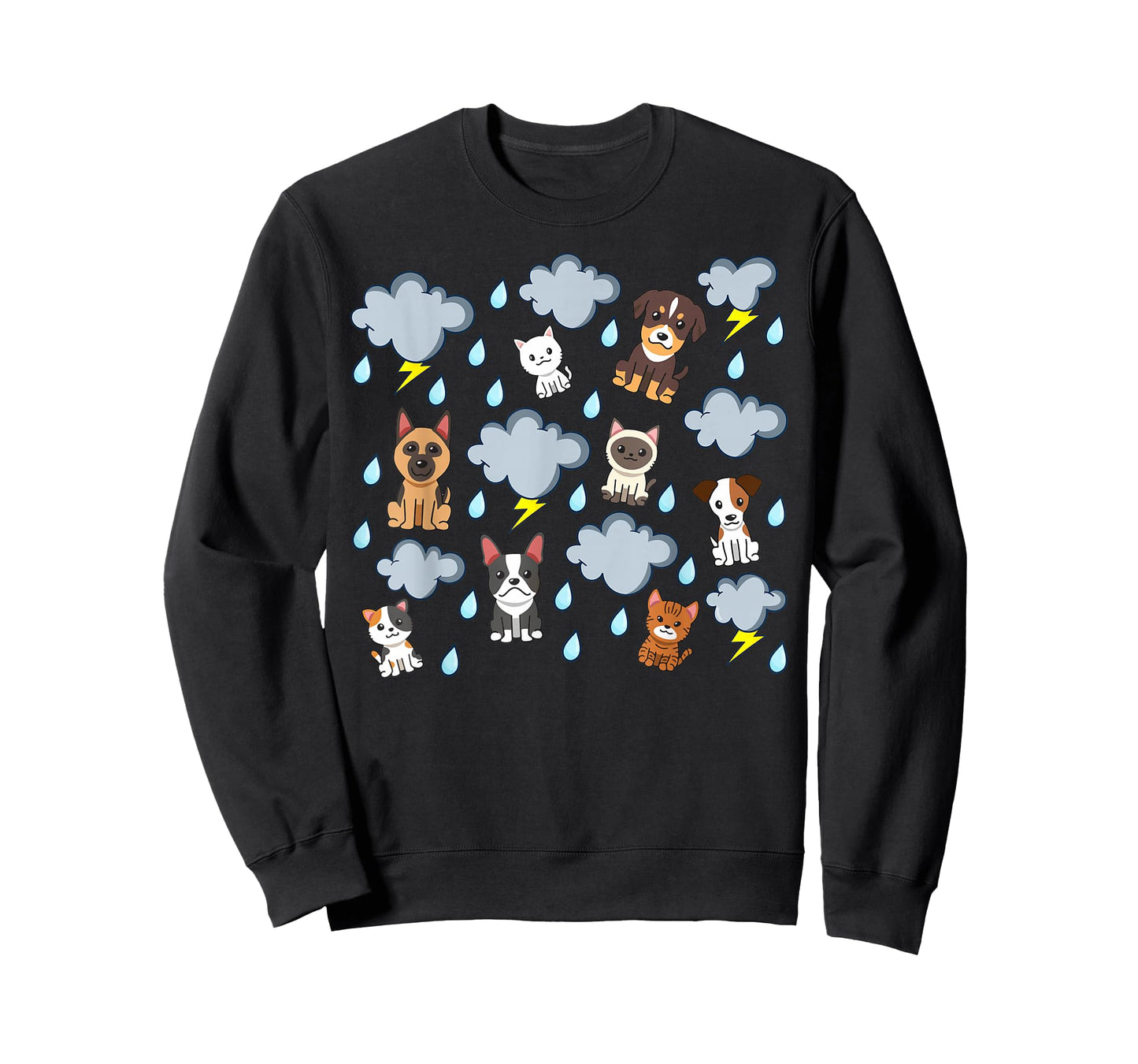 Raining Cats and Dogs Rain English Idiom Pets Puppies Kitten T-Shirt