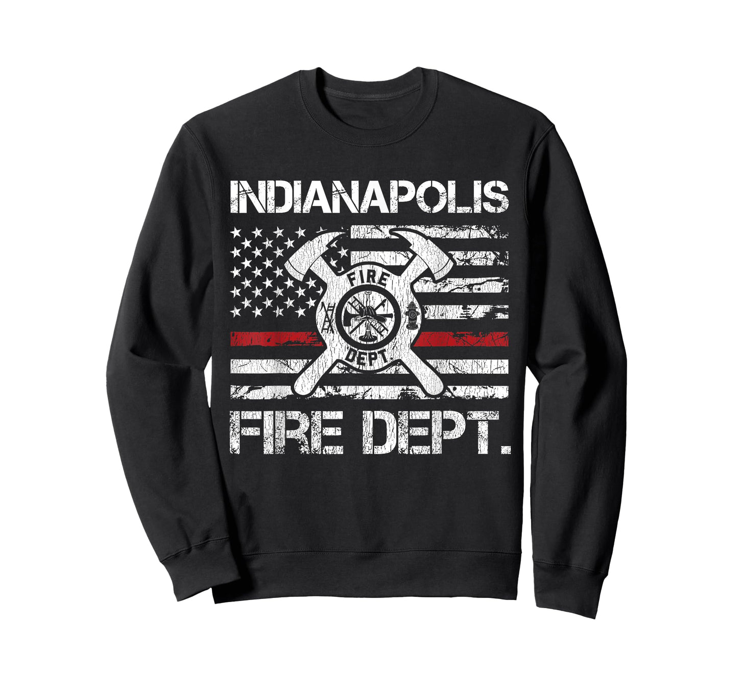 Indianapolis Indiana Fire Department Thin Red Line Fireman T-Shirt